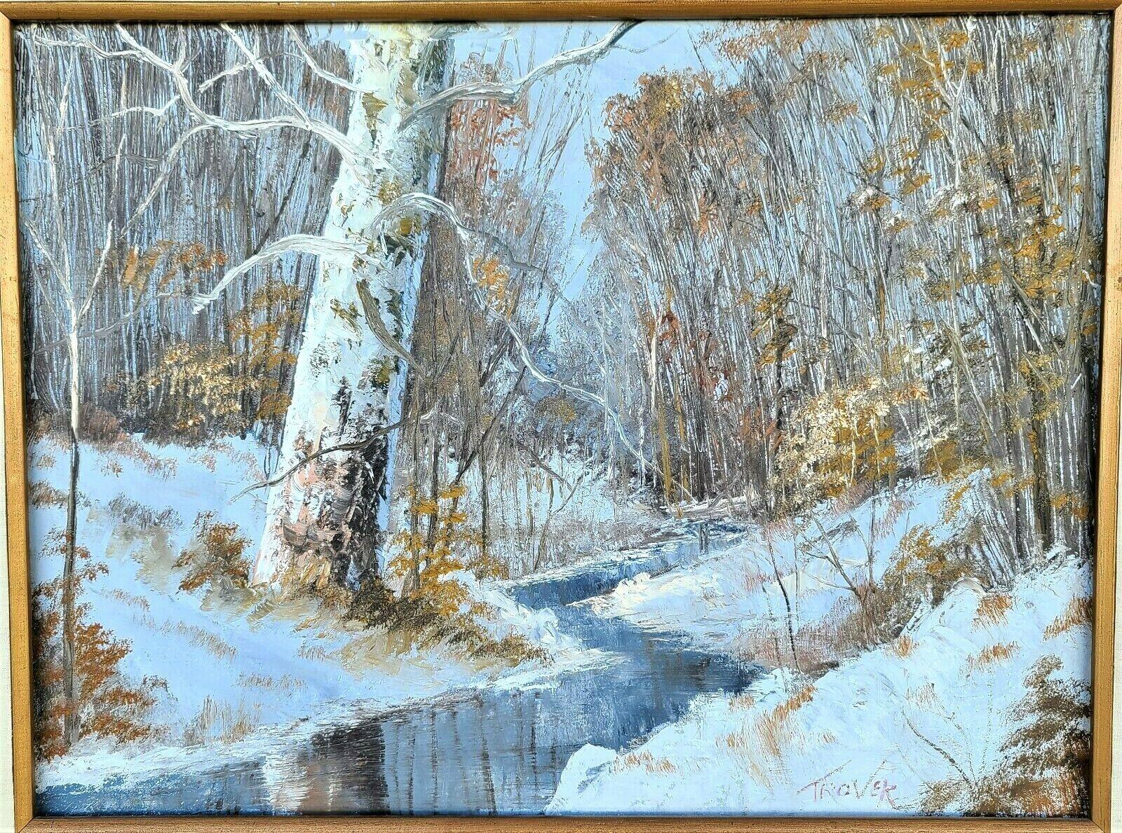 Original Signed Joseph Trover Oil Painting of Winter Landscape For Sale 1
