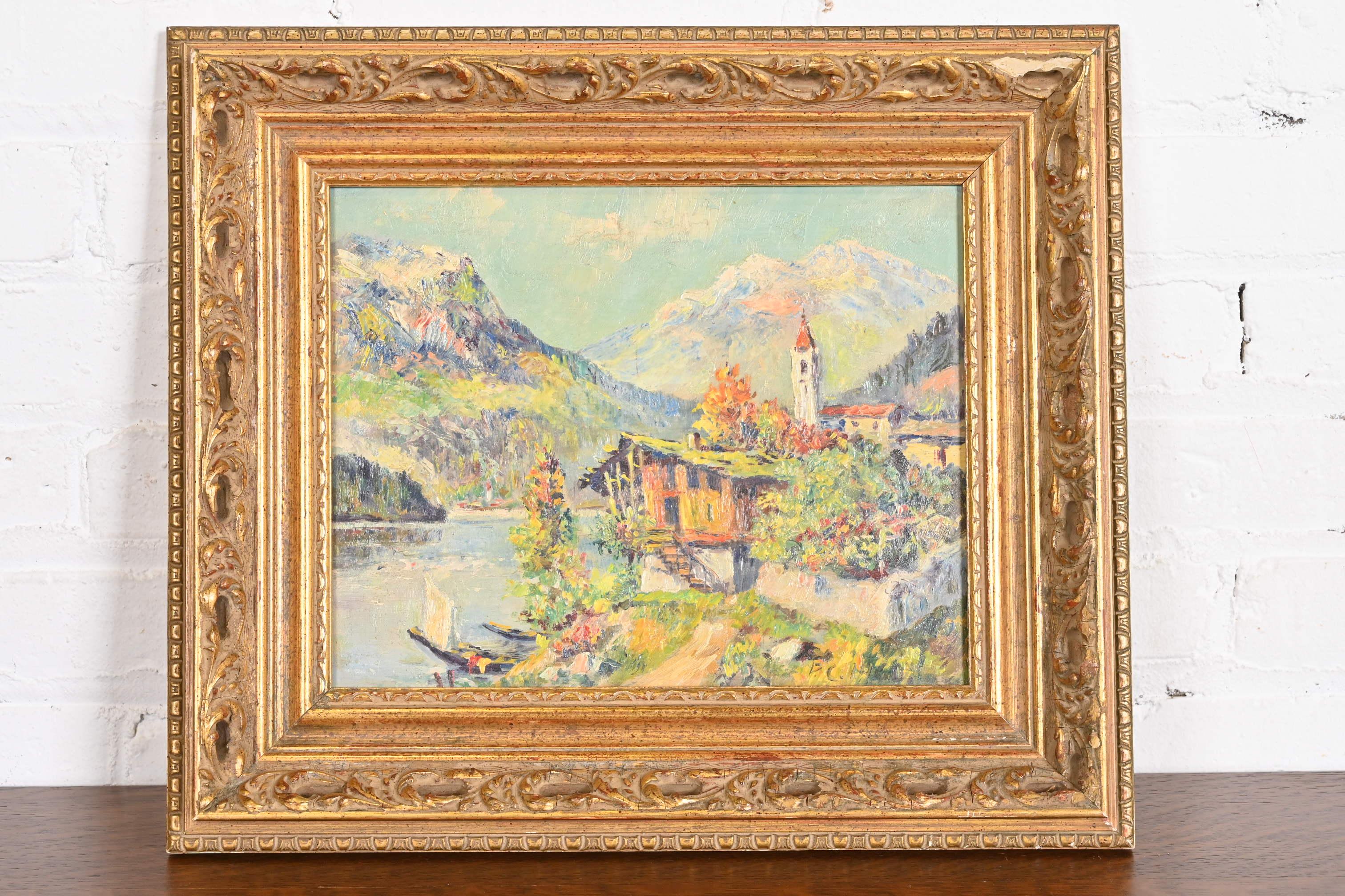 Ein schönes Original gerahmt abstrakte Seeufer Berglandschaft Ölgemälde

Signiert vom Künstler: 