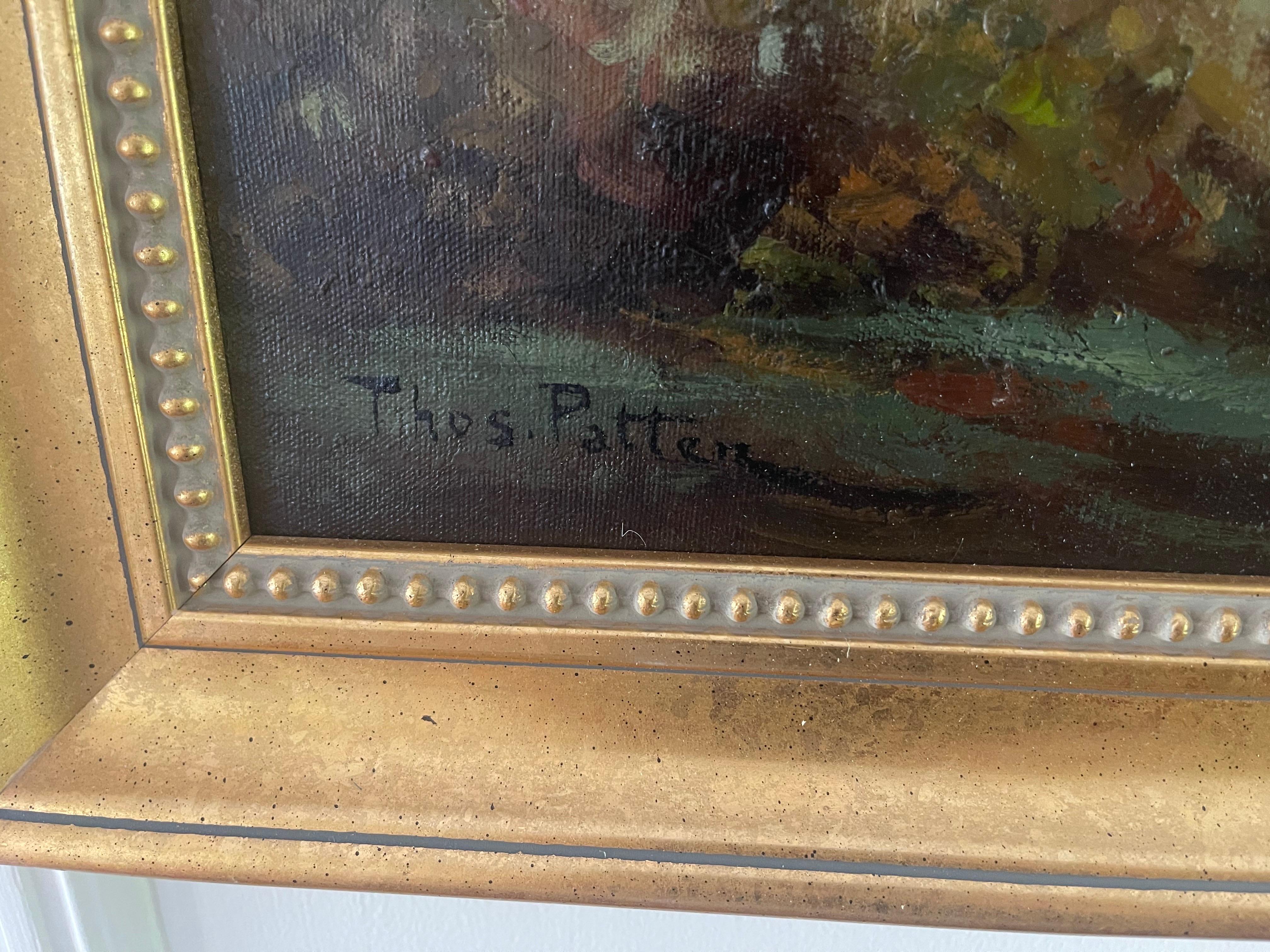 American Original Signed Large Tom Patten Hudson River School Landscape Oil Painting