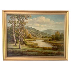 Original Signed Large Tom Patten Hudson River School Landscape Oil Painting