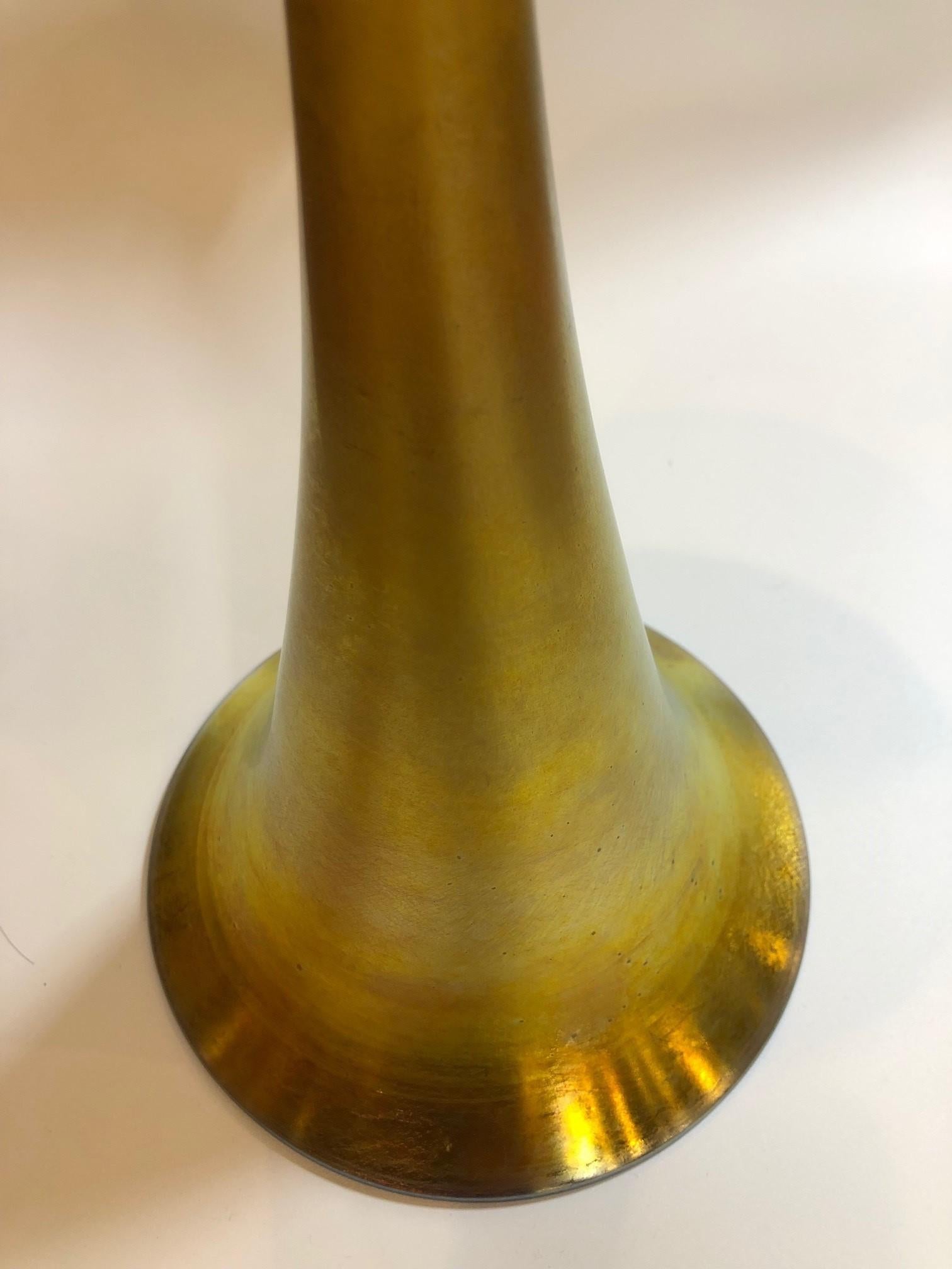 Original Signed L.C. Tiffany, Favrile 6292 Trumpet Vase Mid 20th Century For Sale 3