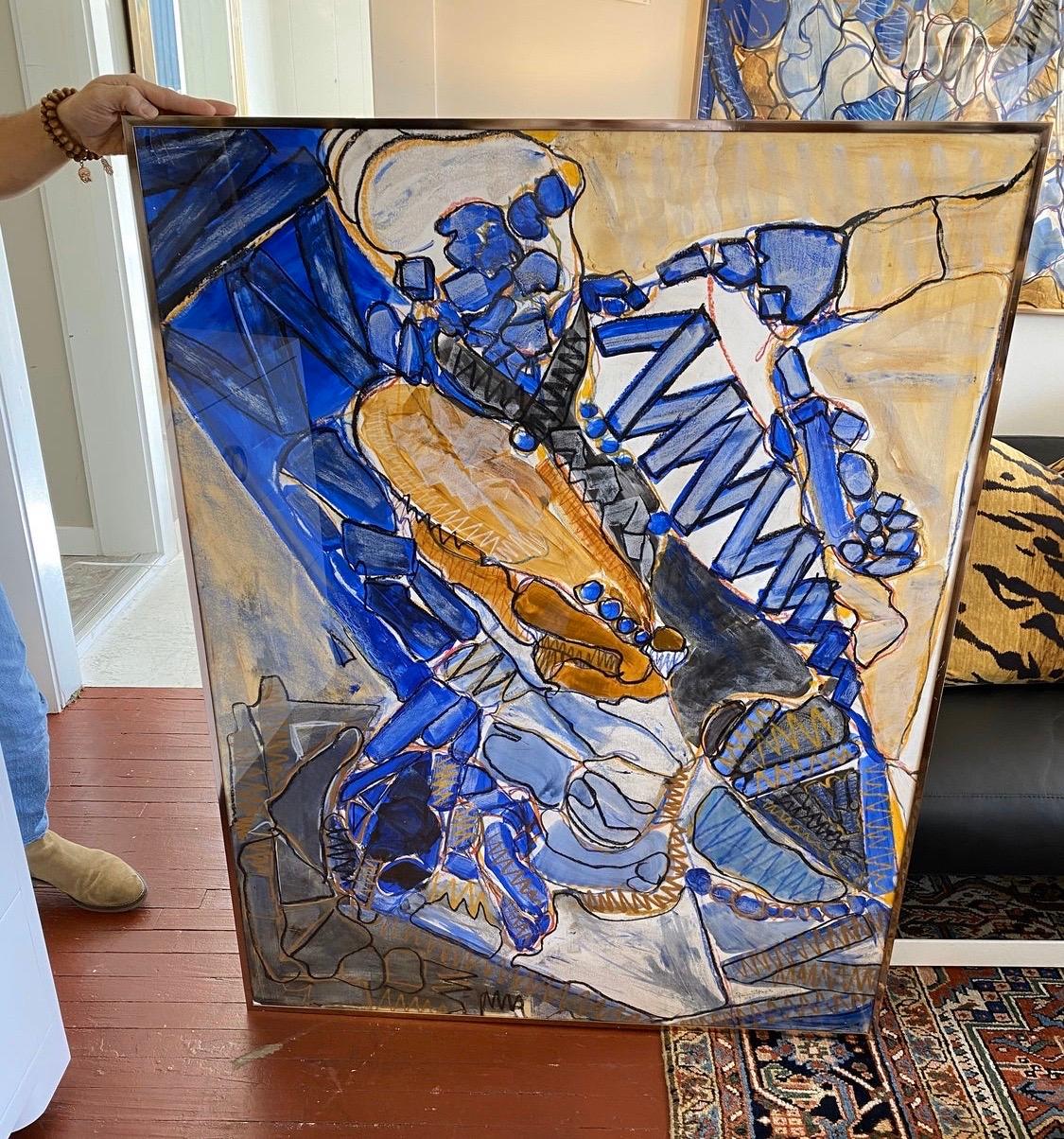 Magnificent signed Ilene Steglitz framed large abstract painting, circa 1987.
Made of mixed-media and sculpture materials and all original. All are large
works of art and stunning. Enjoy the pictures.
 