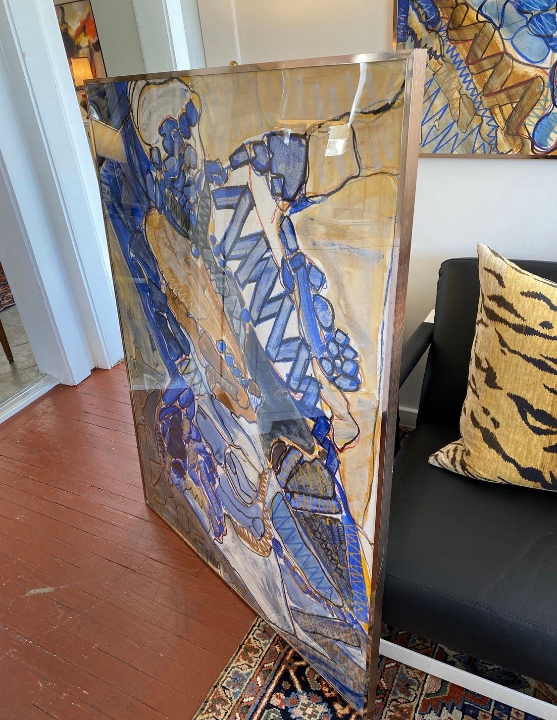 American Original Signed Mixed-Media Abstract Painting by Ilene Steglitz