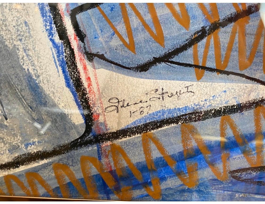Late 20th Century Original Signed Mixed-Media Abstract Painting by Ilene Steglitz