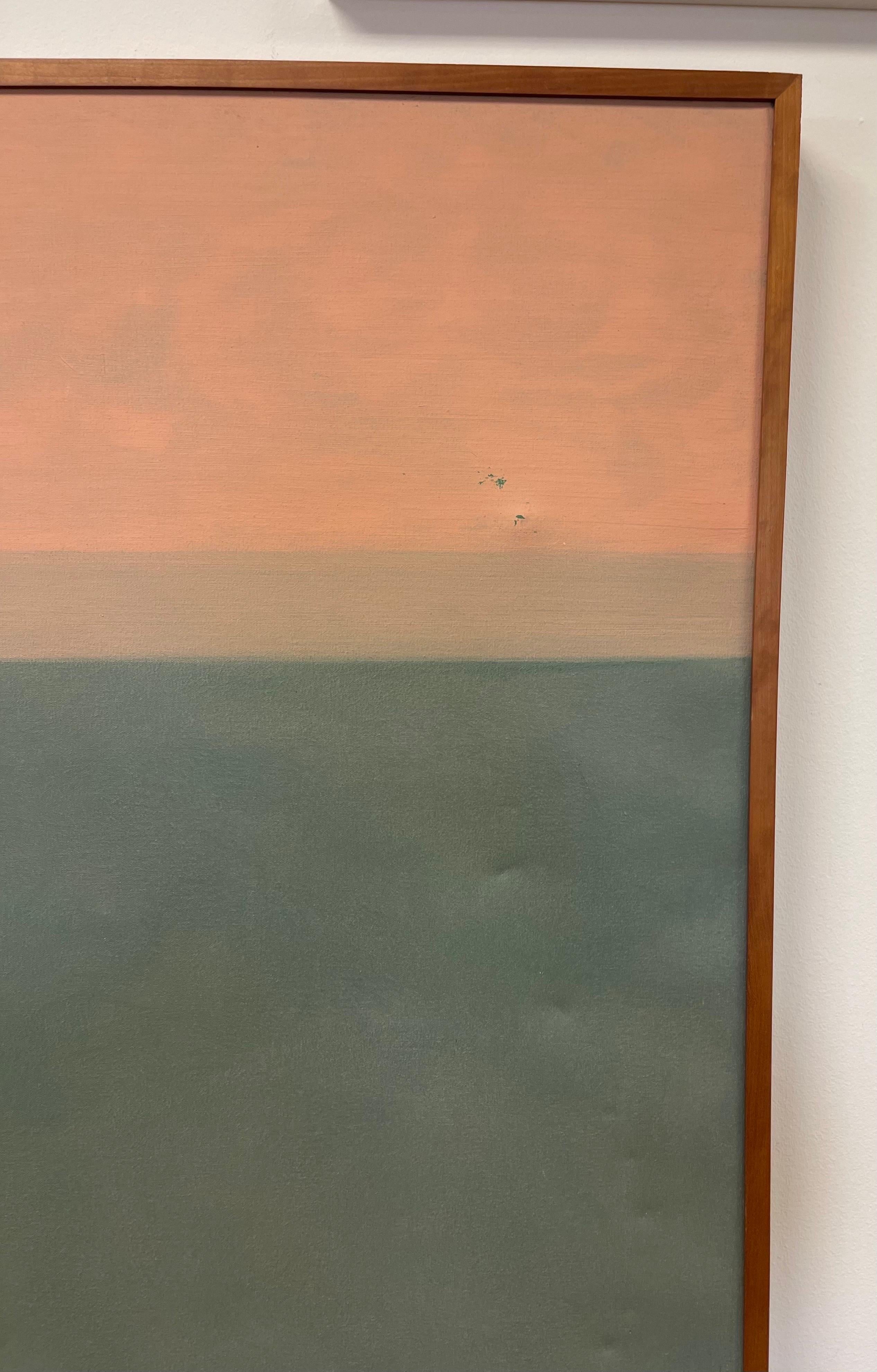 Original Signed Oil Painting by Anne Hebebrand after Rothko Titled Mossy Green In Good Condition In West Hartford, CT