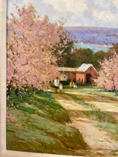 Original Signed Oil Painting Hudson River Scene By Listed Artist Deborah Cotrone