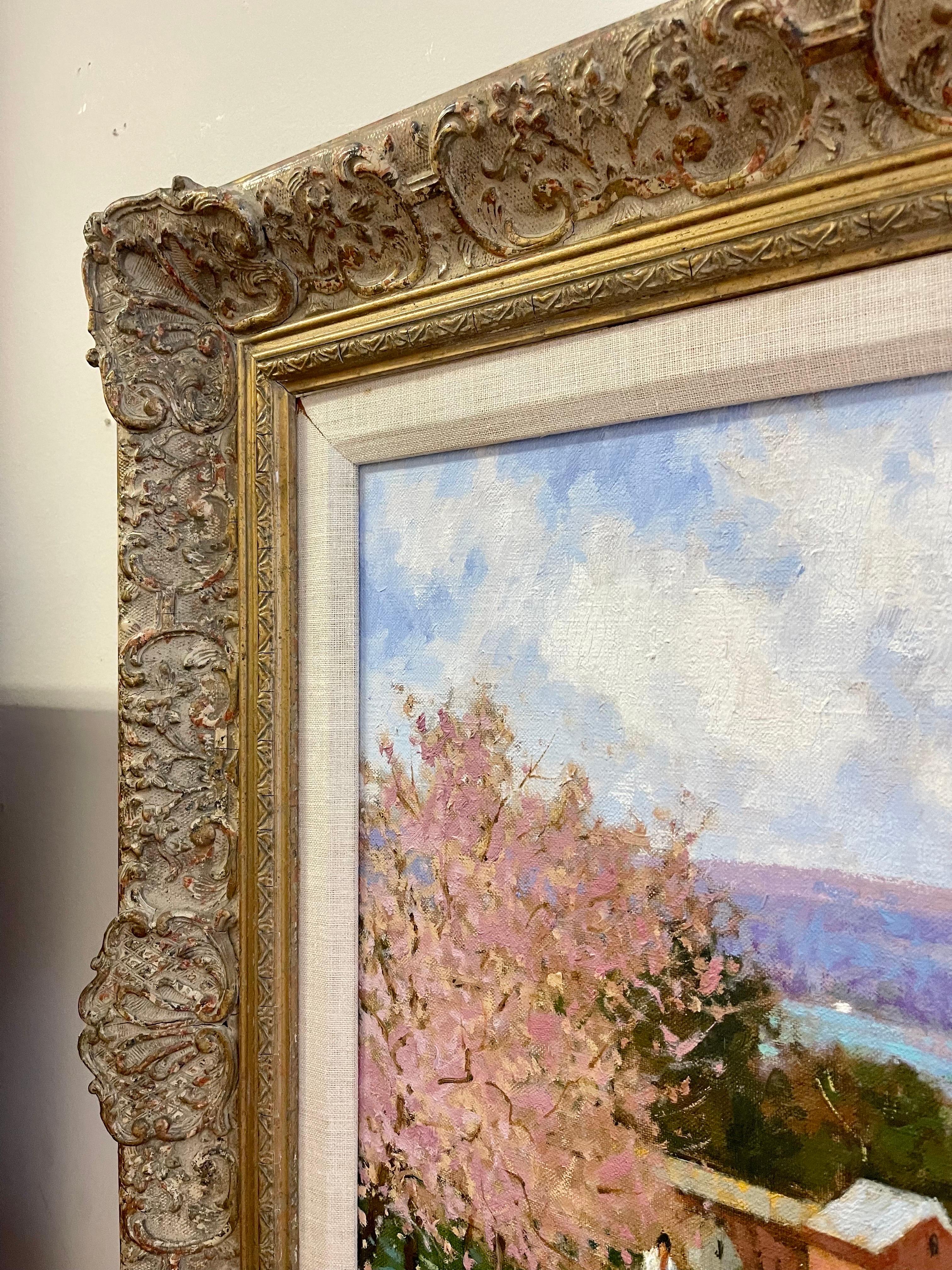 Original Signed Oil Painting Hudson River Scene By Listed Artist Deborah Cotrone For Sale 2