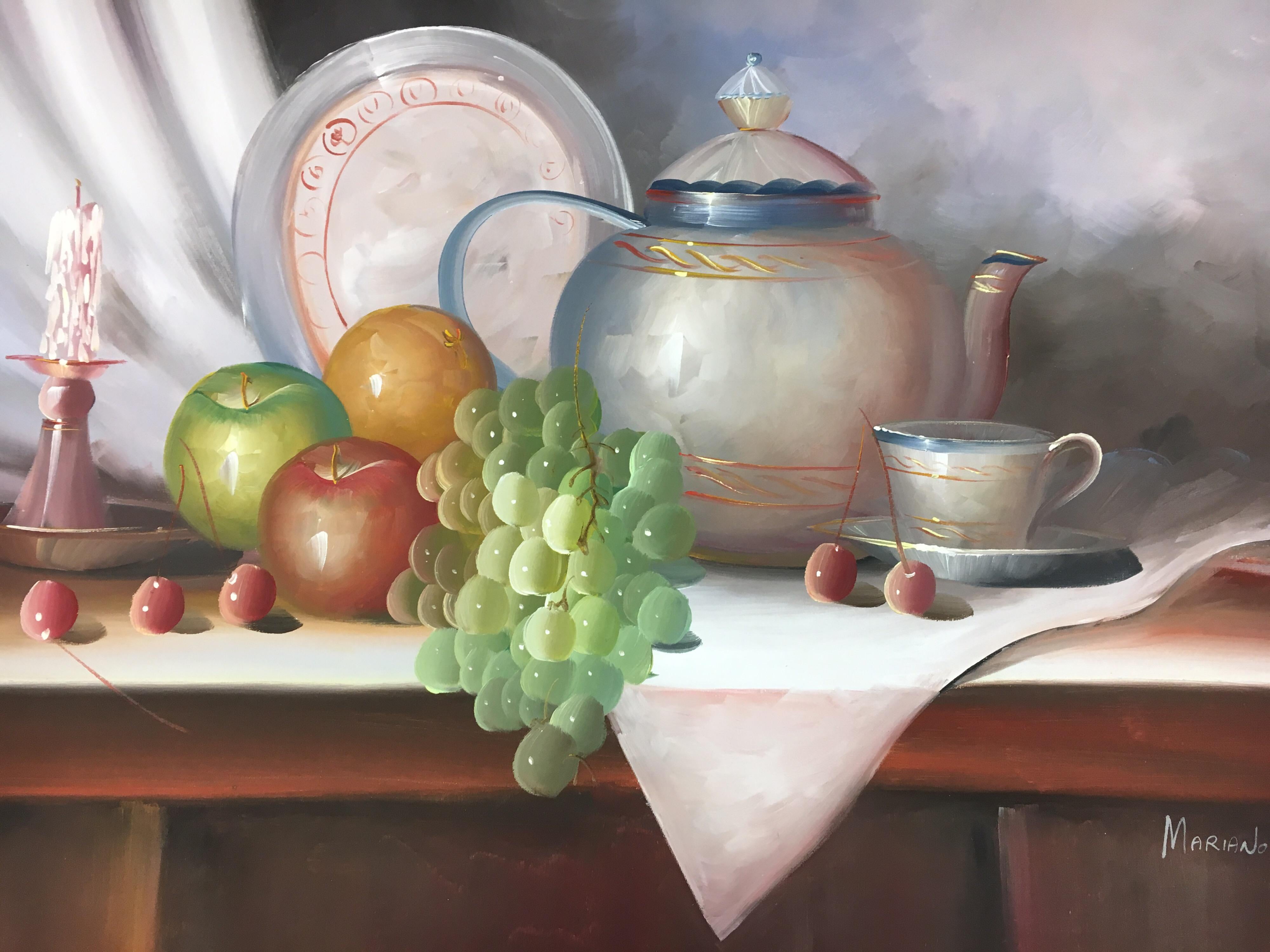 Américain Nature morte originale encadrée signée par Mariano et signée, milieu du siècle dernier