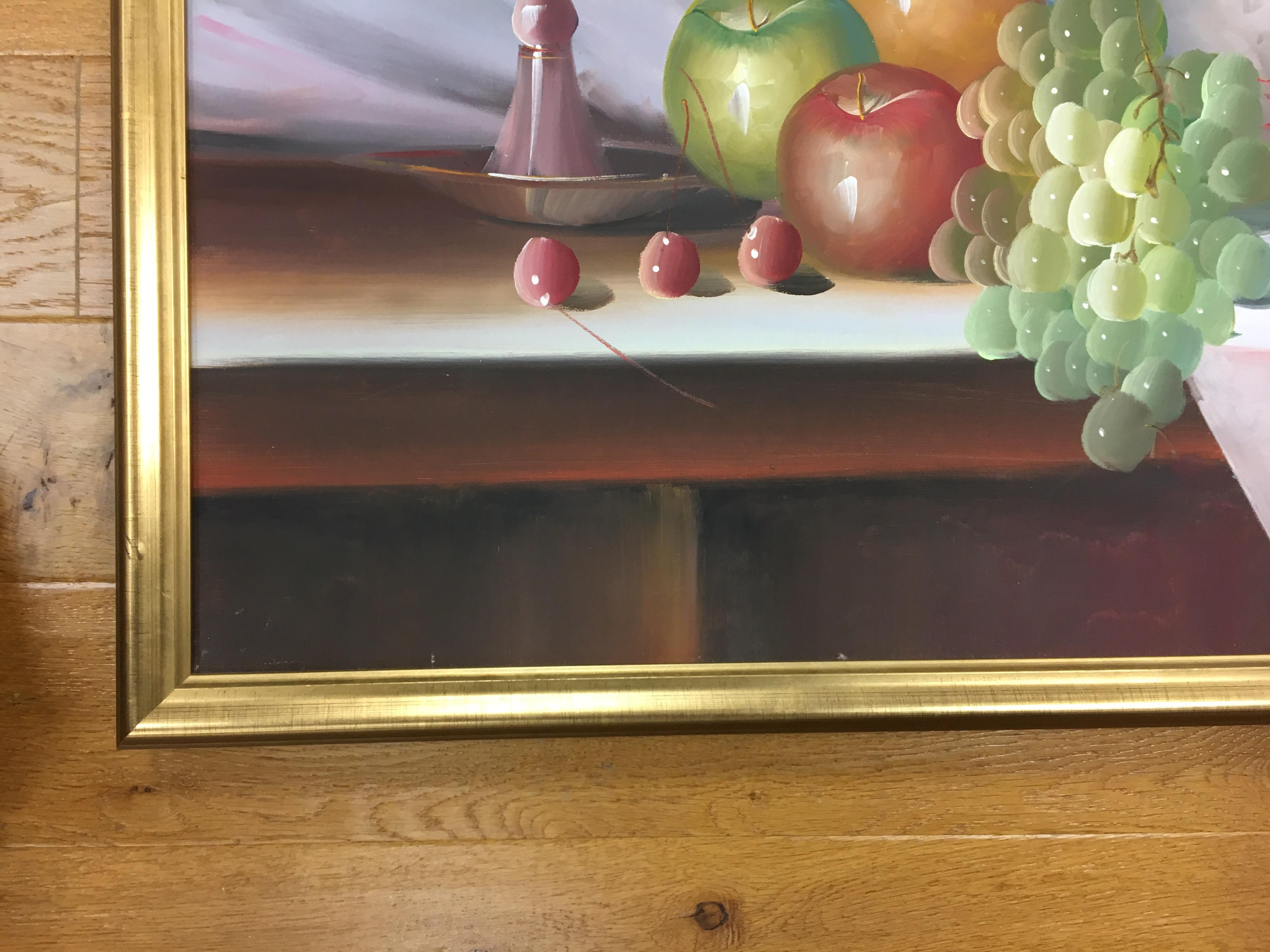 Toile Nature morte originale encadrée signée par Mariano et signée, milieu du siècle dernier