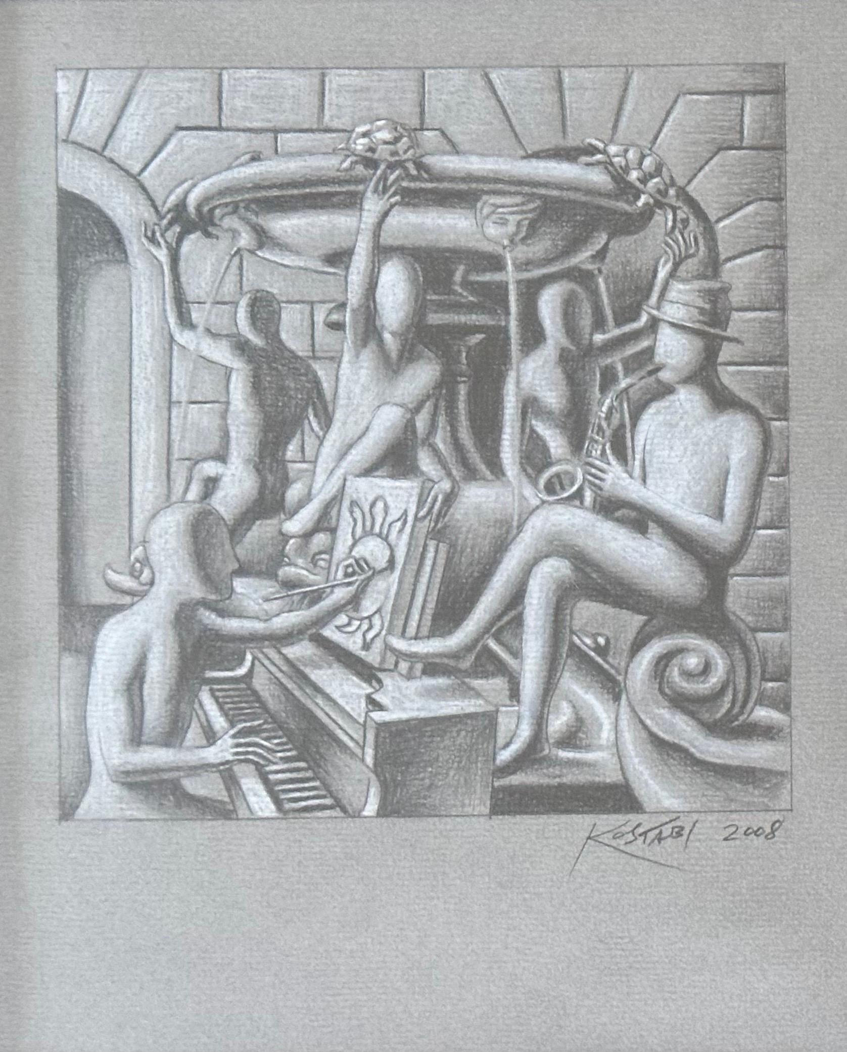 Disegno a matita originale firmato intitolato 
