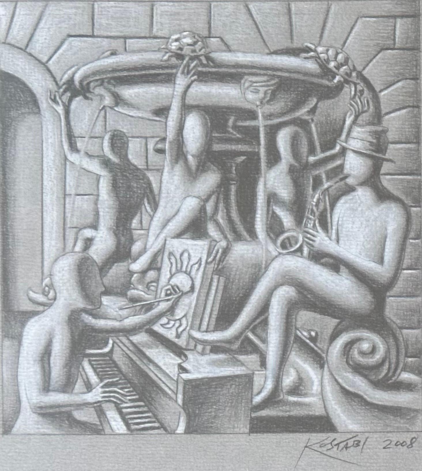 Disegno a matita originale firmato intitolato 