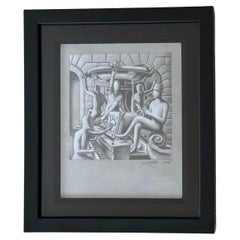 Disegno a matita originale firmato intitolato "Letting it Flow" di Mark Kostabi