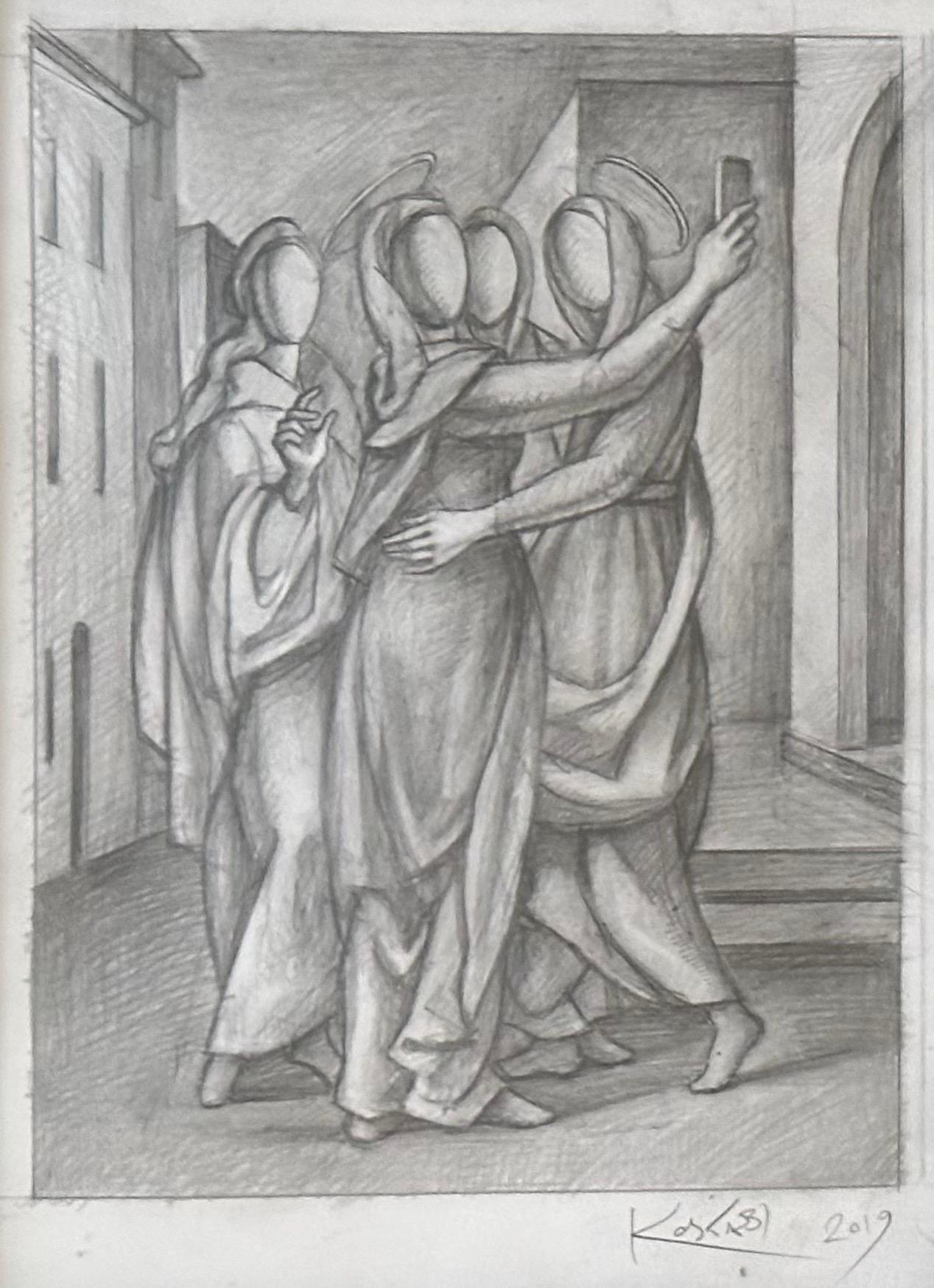 Dibujo original a lápiz firmado titulado 