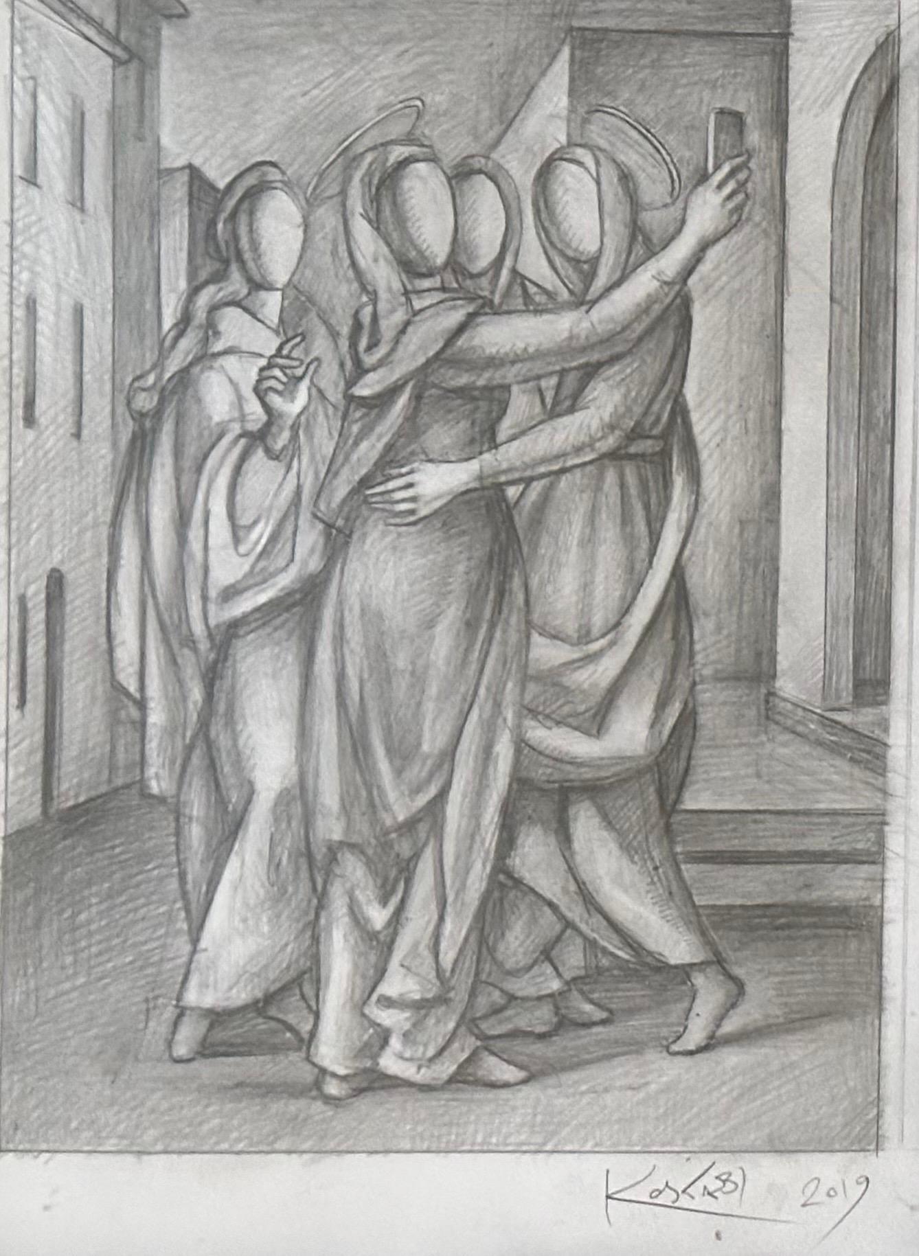 Dibujo a lápiz original firmado y titulado 