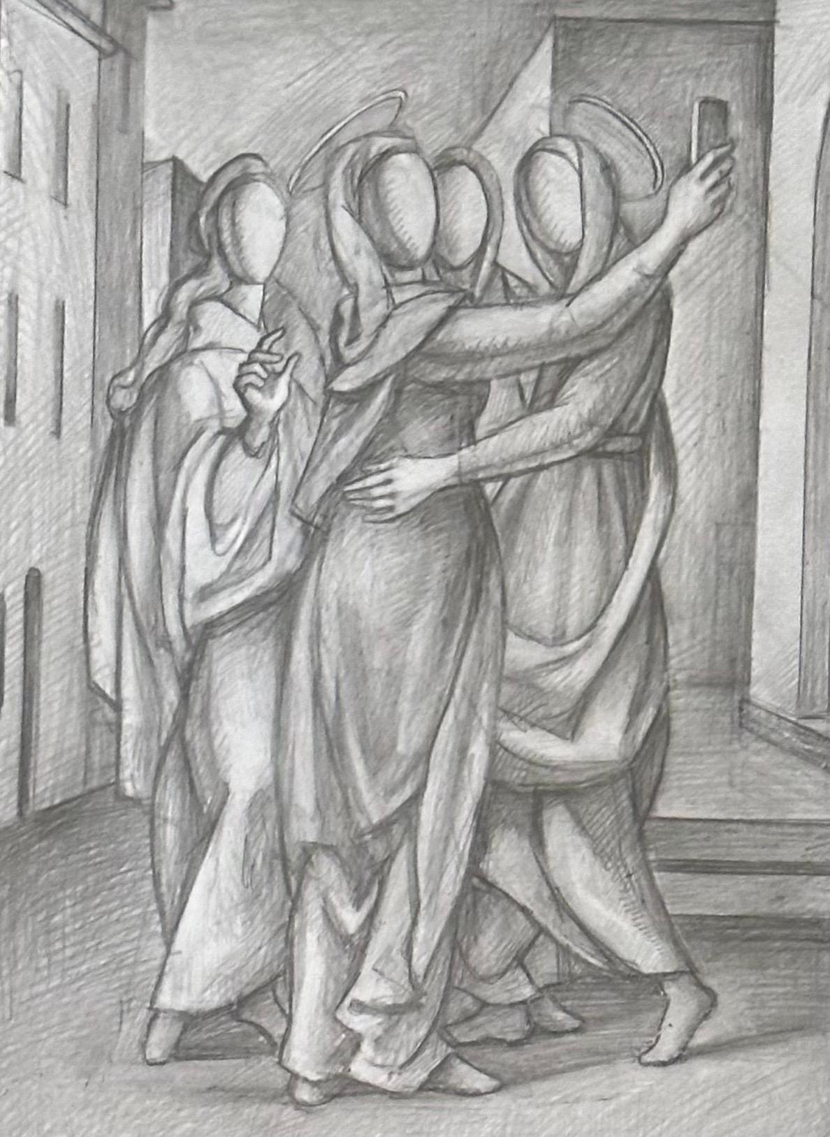 Dibujo a lápiz original firmado y titulado 
