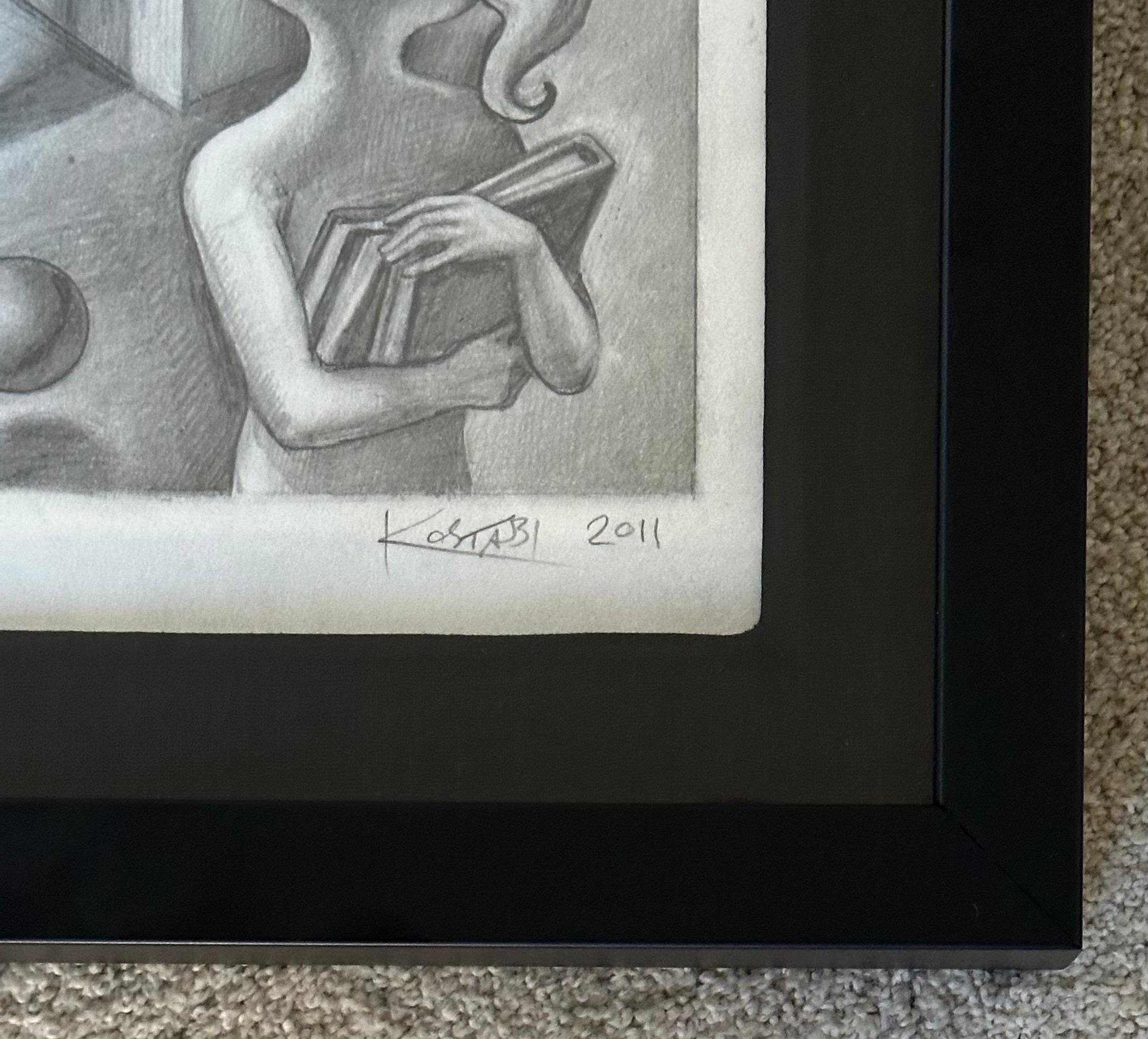 Dessin original signé au crayon intitulé « Within Reach » de Mark Kostabi en vente 4