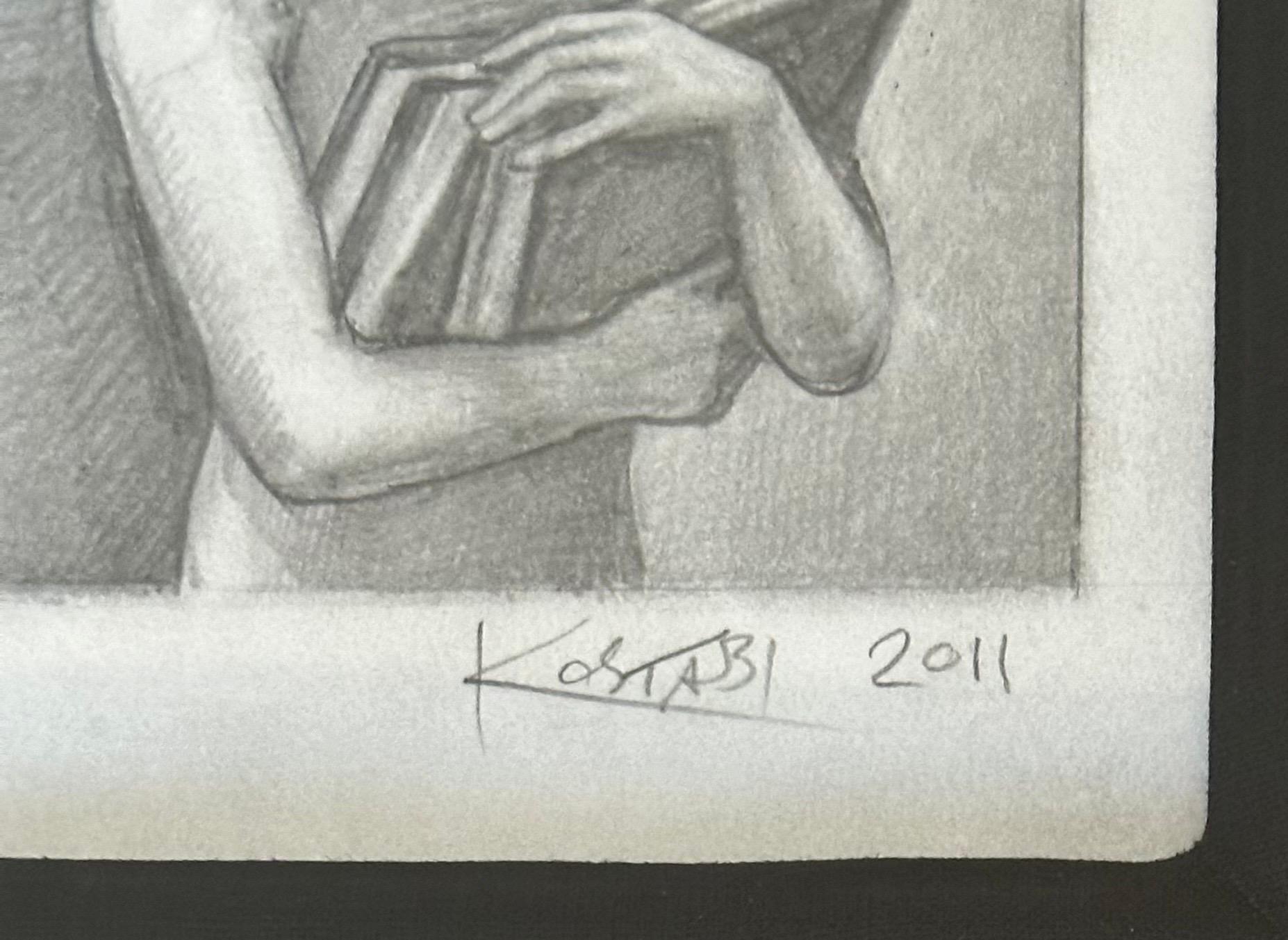 Dessin original signé au crayon intitulé « Within Reach » de Mark Kostabi en vente 5