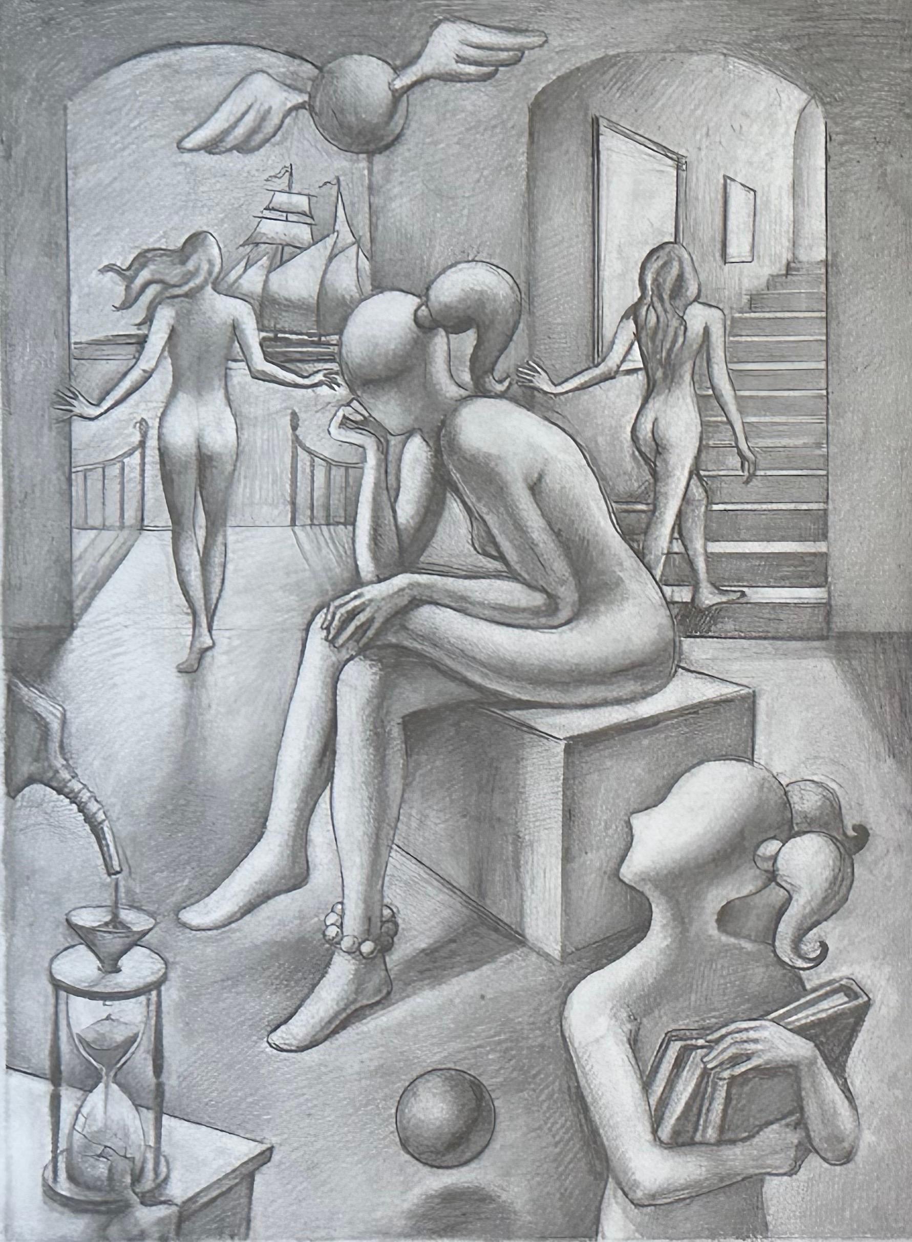 Dessin original signé au crayon intitulé « Within Reach » de Mark Kostabi en vente 3