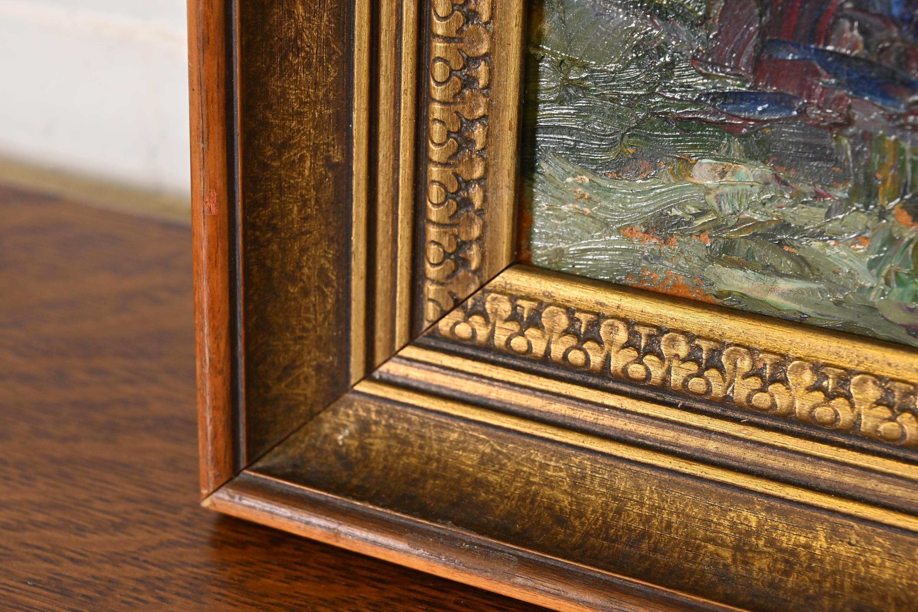 Original signiert R. Bevan Tal Landschaft Ölgemälde in geschnitzten Giltwood Rahmen im Angebot 3