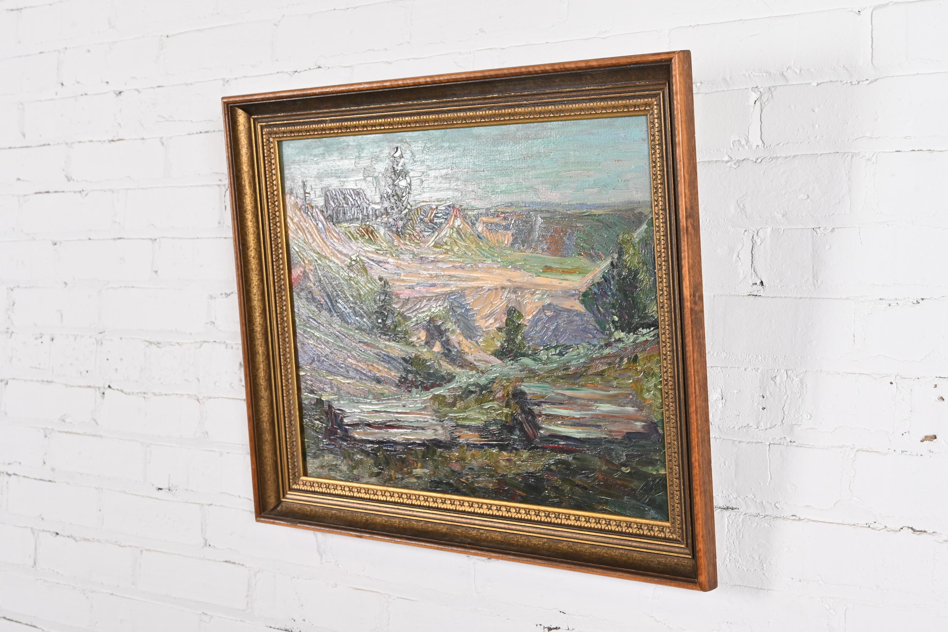 Original signiert R. Bevan Tal Landschaft Ölgemälde in geschnitzten Giltwood Rahmen (amerikanisch) im Angebot