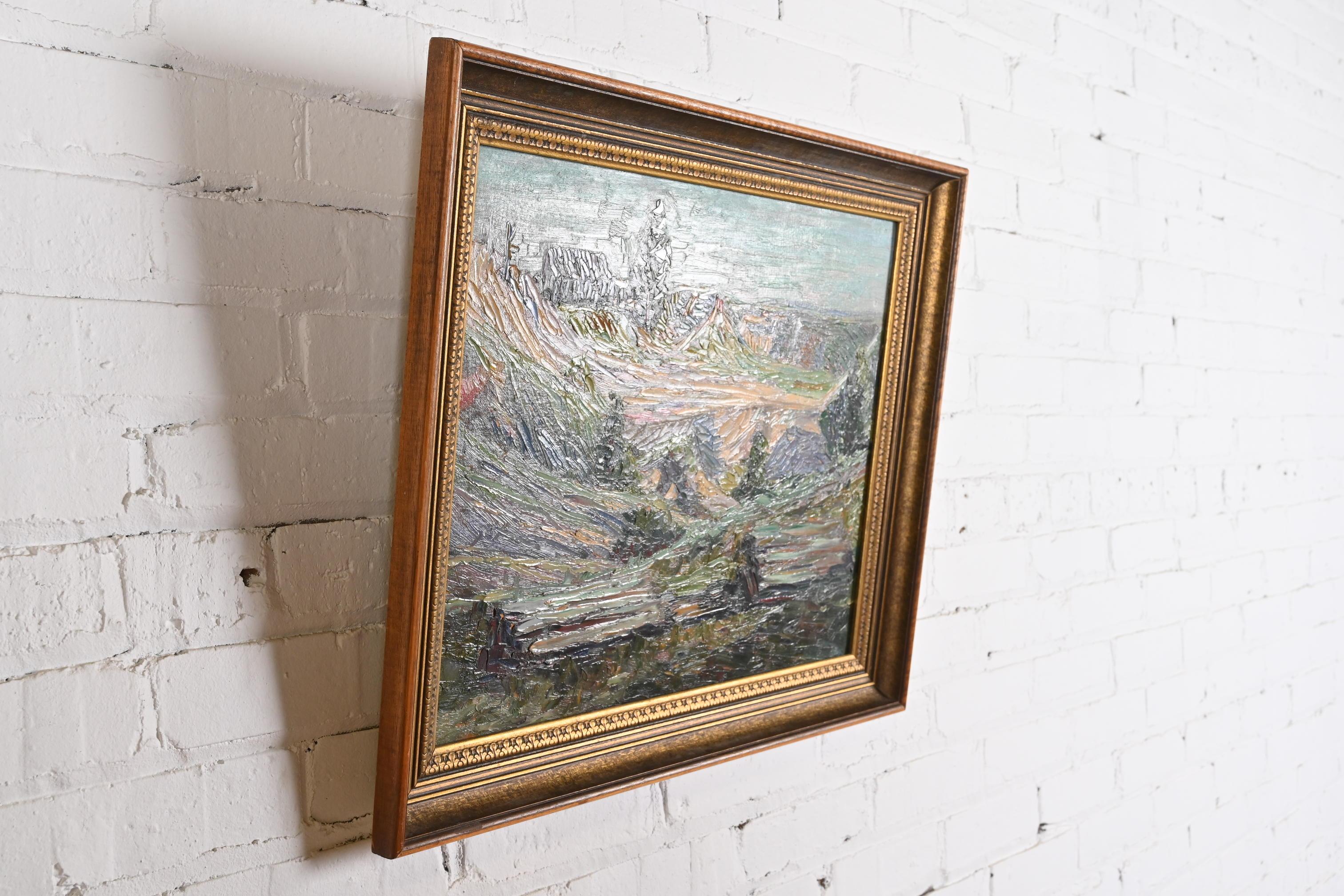 Original signiert R. Bevan Tal Landschaft Ölgemälde in geschnitzten Giltwood Rahmen im Zustand „Gut“ im Angebot in South Bend, IN