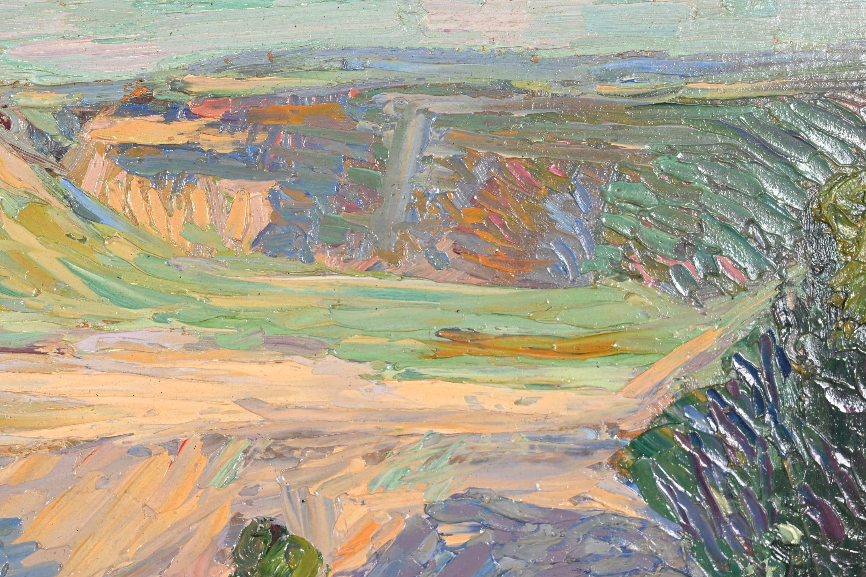 Original signiert R. Bevan Tal Landschaft Ölgemälde in geschnitzten Giltwood Rahmen (20. Jahrhundert) im Angebot