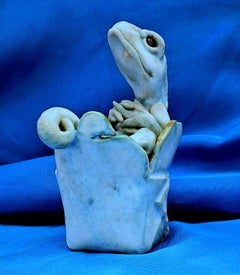 Original, Signed Sculpture, a Lizard in a Box