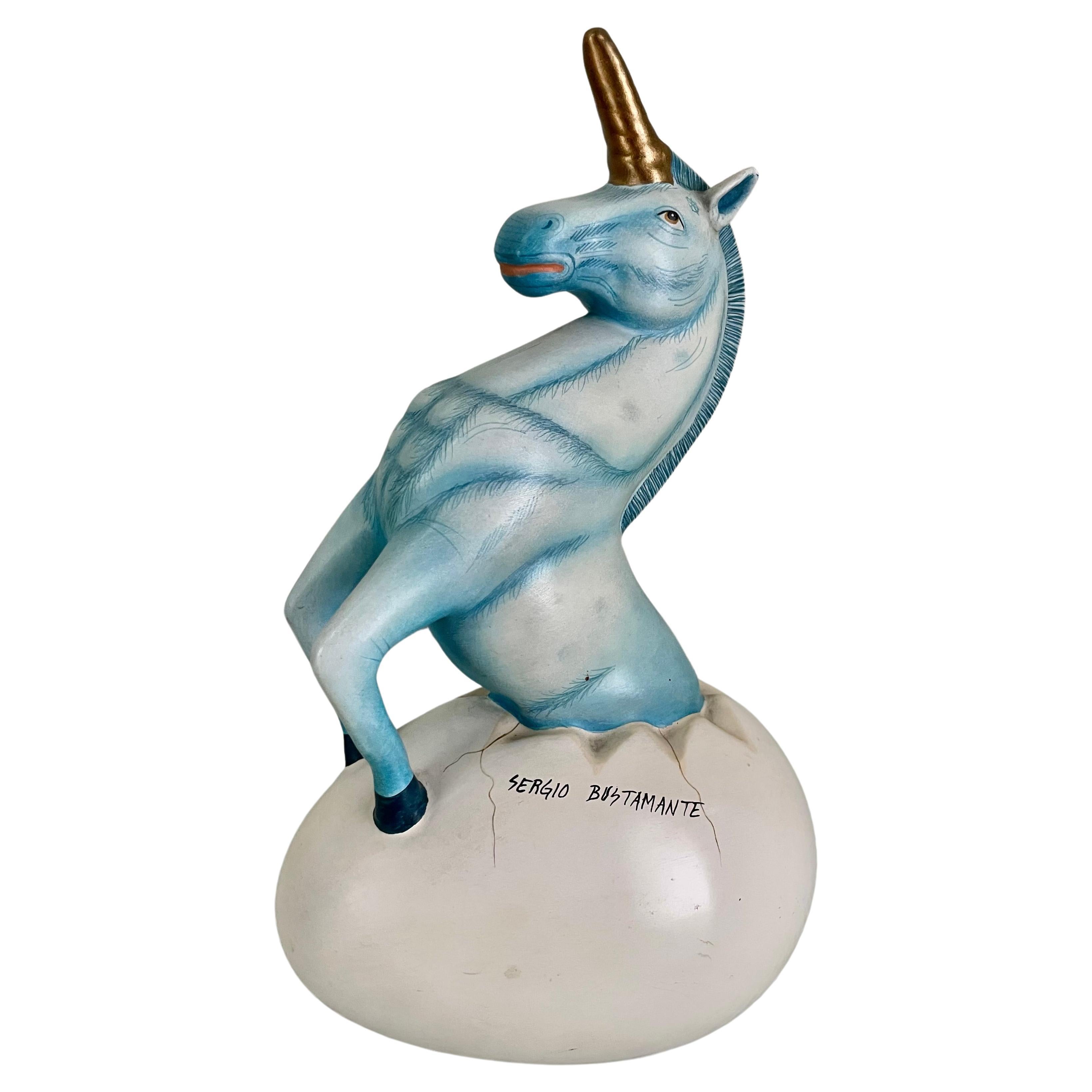 Original Signed Sergio Bustamante Unicorn Sculpture For Sale
