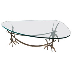 Original Signed Silas Seandel Cast Bronze Brutalist Coffee Table, 1970s USA