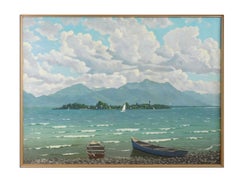 Original Signed Thomas Kurringer "Sailboats on a Lake" Oil Painting