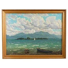 Original Signed Thomas Kurringer "Sailboats on a Lake" Oil Painting