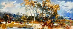 Original Signed Watercolor Gouache Painting Paul Zimmerman Autumn Knoll