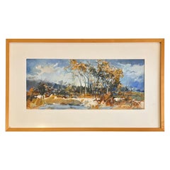 Aquarelle originale signée à la gouache - Paul Zimmerman Autumn Knoll