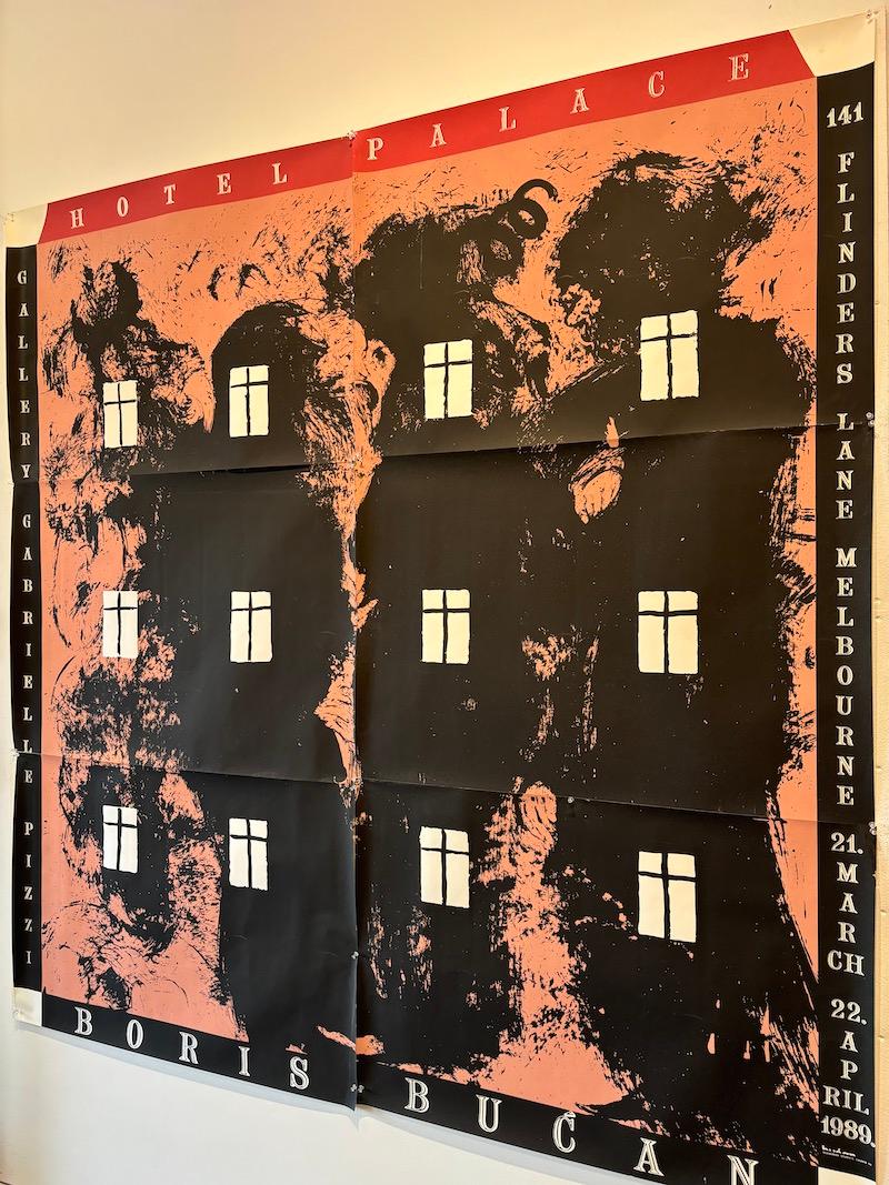 Original Silk-Screen Poster by BORIS BUCAN, 'HOTEL PALACE FLINDERS LANE GALLERY' In Good Condition For Sale In Melbourne, Victoria