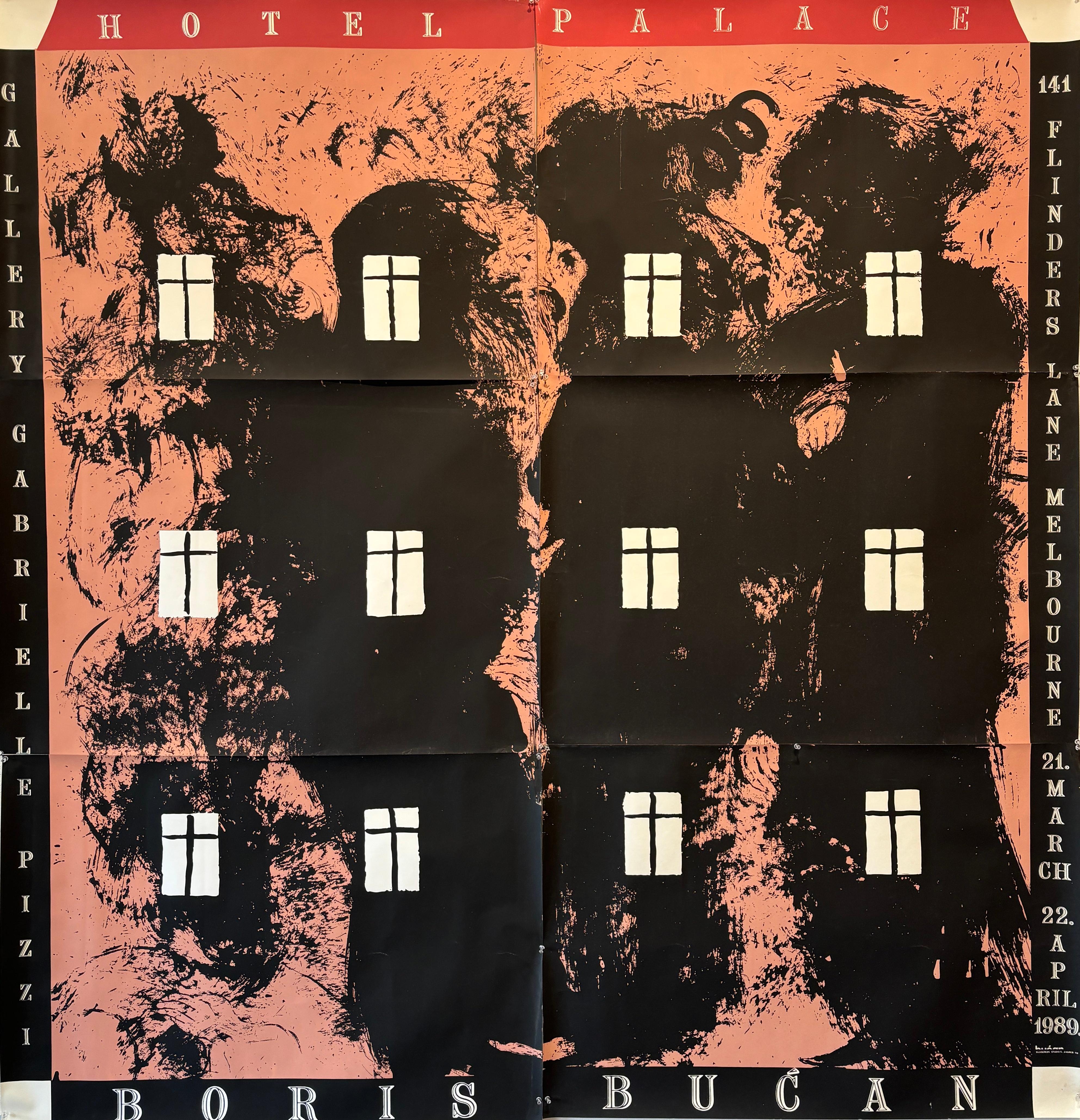 Paper Original Silk-Screen Poster by BORIS BUCAN, 'HOTEL PALACE FLINDERS LANE GALLERY' For Sale