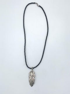 Original Silver Feather Pendant with Leather Cord by Buffalo