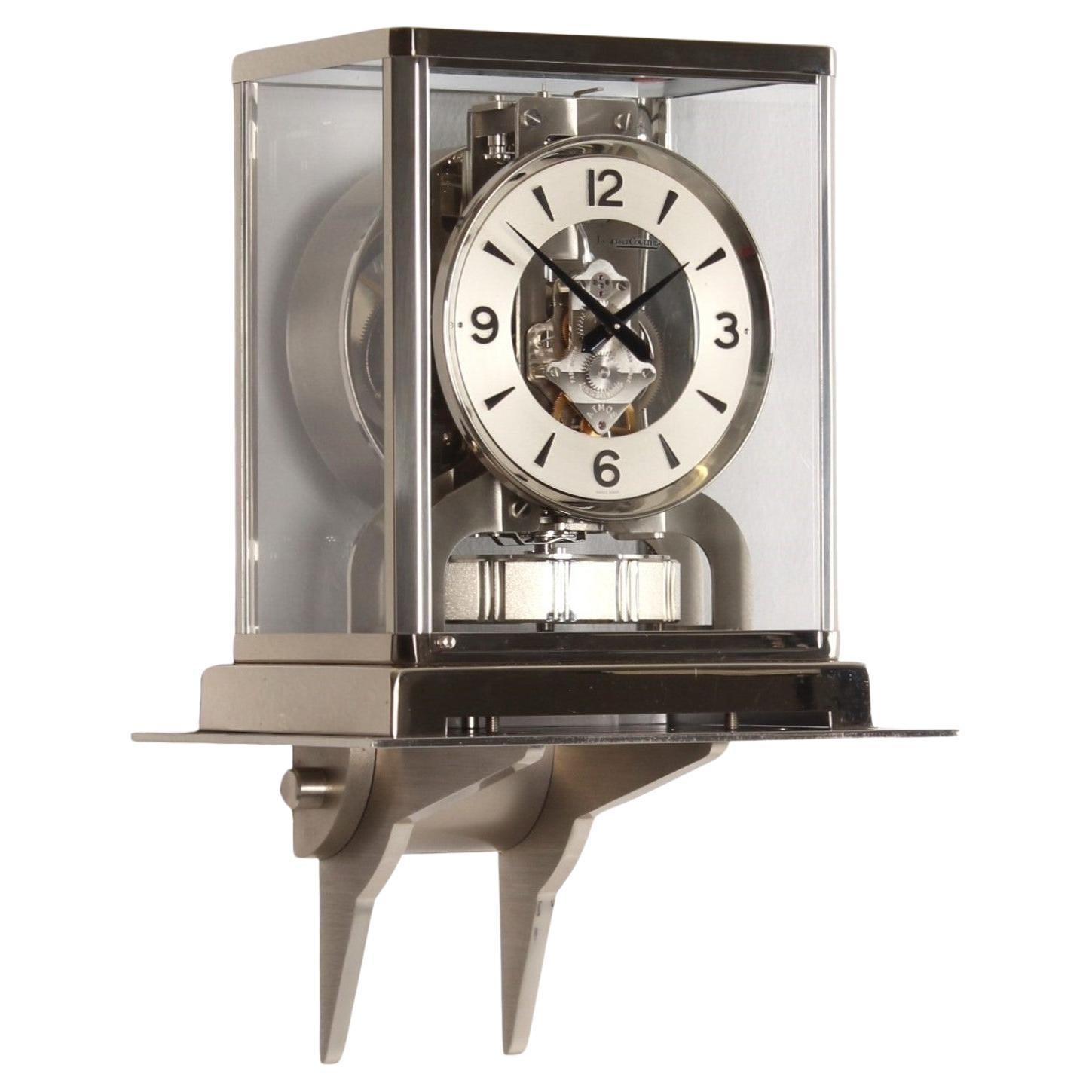 Original Silver Jaeger LeCoultre Atmos Clock with Console, from 1972 For Sale