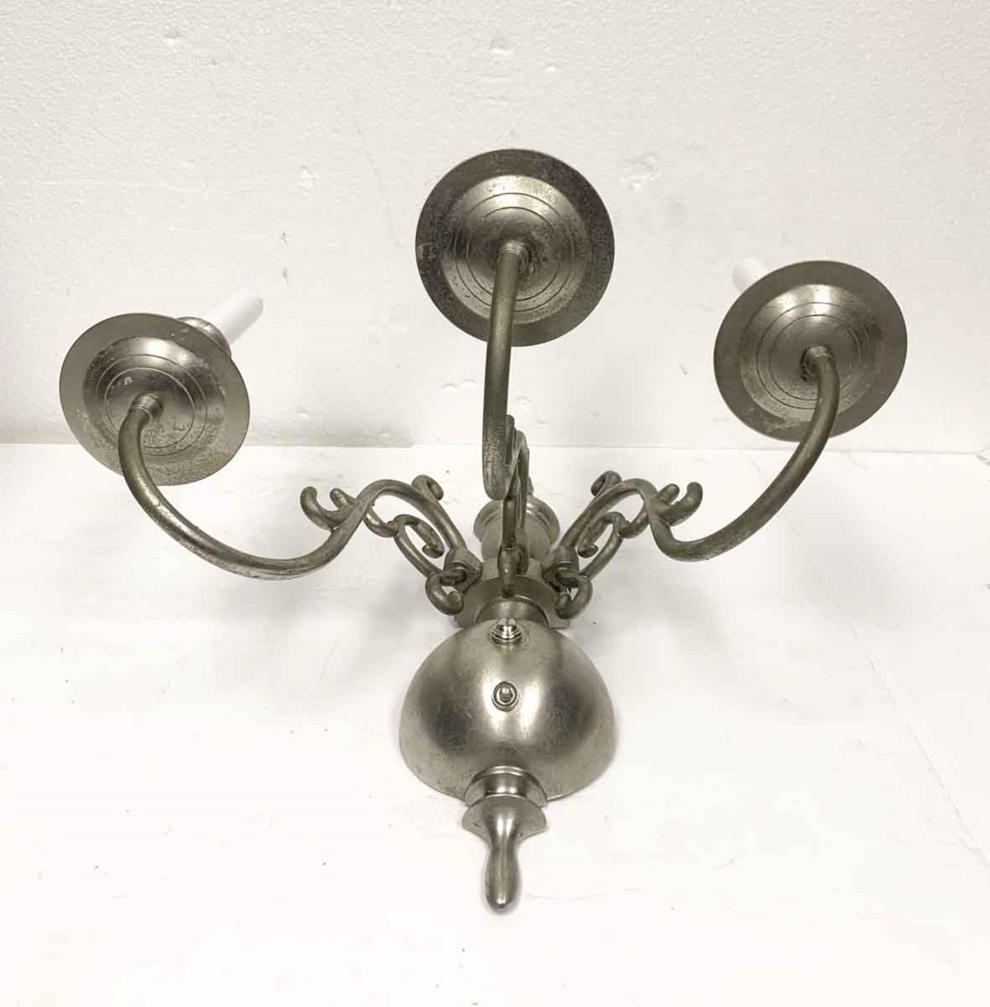 Silvered Original Silver Over Brass Williamsburg Wall Sconce, Quantity Available For Sale