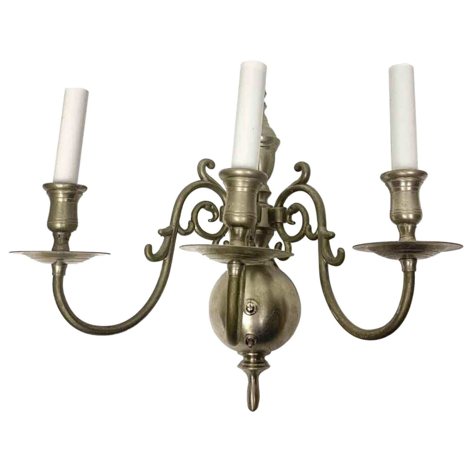 Original Silver Over Brass Williamsburg Wall Sconce, Quantity Available For Sale