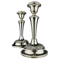 Original Silver Plate Candleholders by IANTHE, England, 1950s