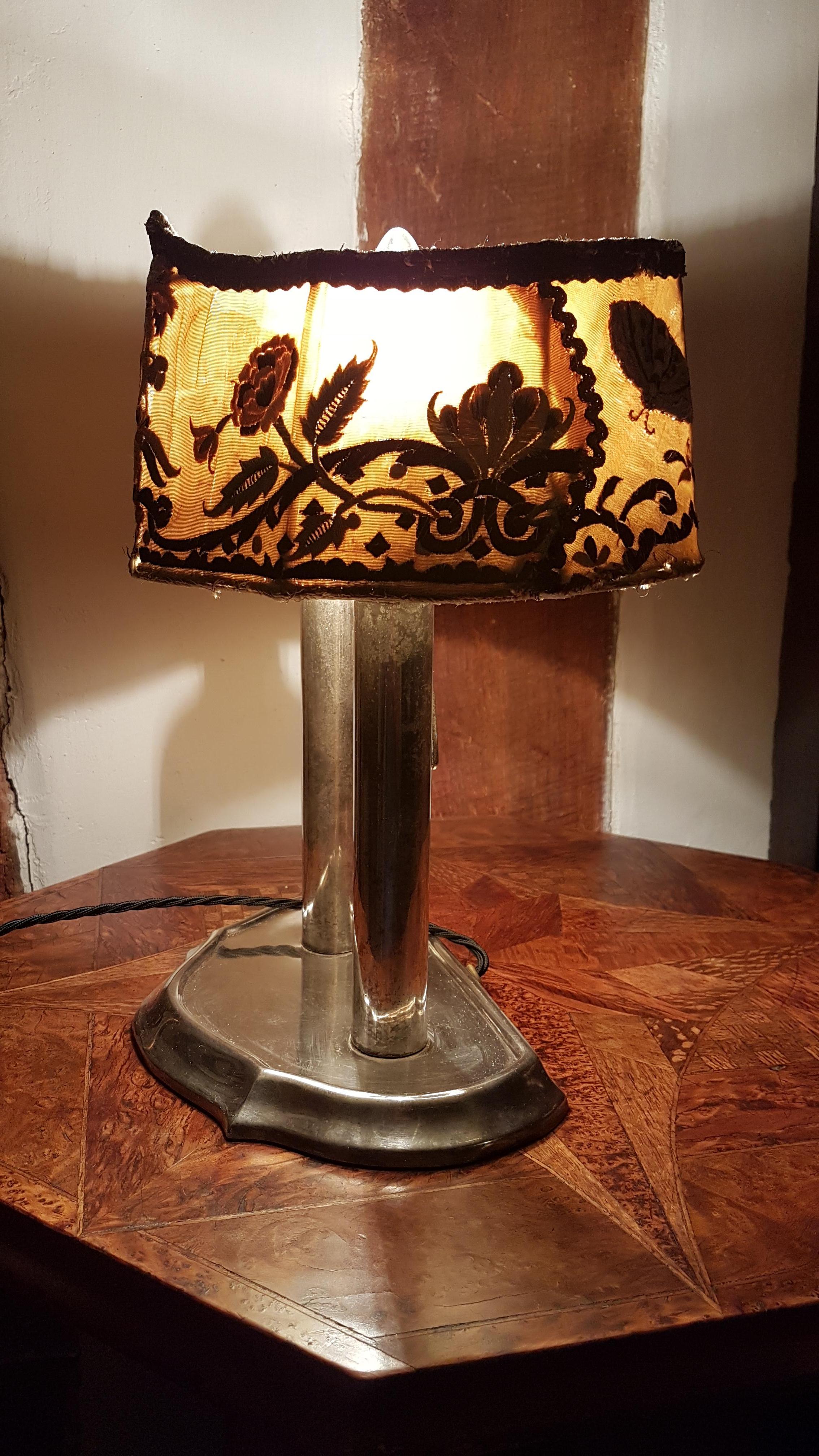 Original Silver Plated Double Students Lamp, 1930s For Sale 7