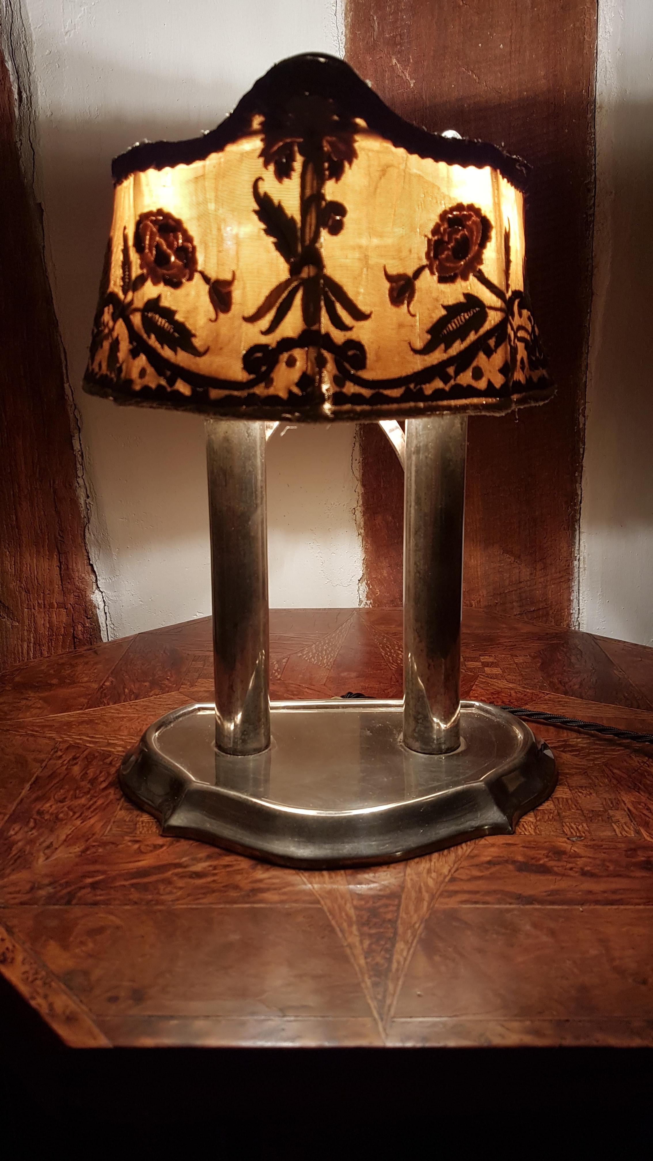 Original Silver Plated Double Students Lamp, 1930s For Sale 9