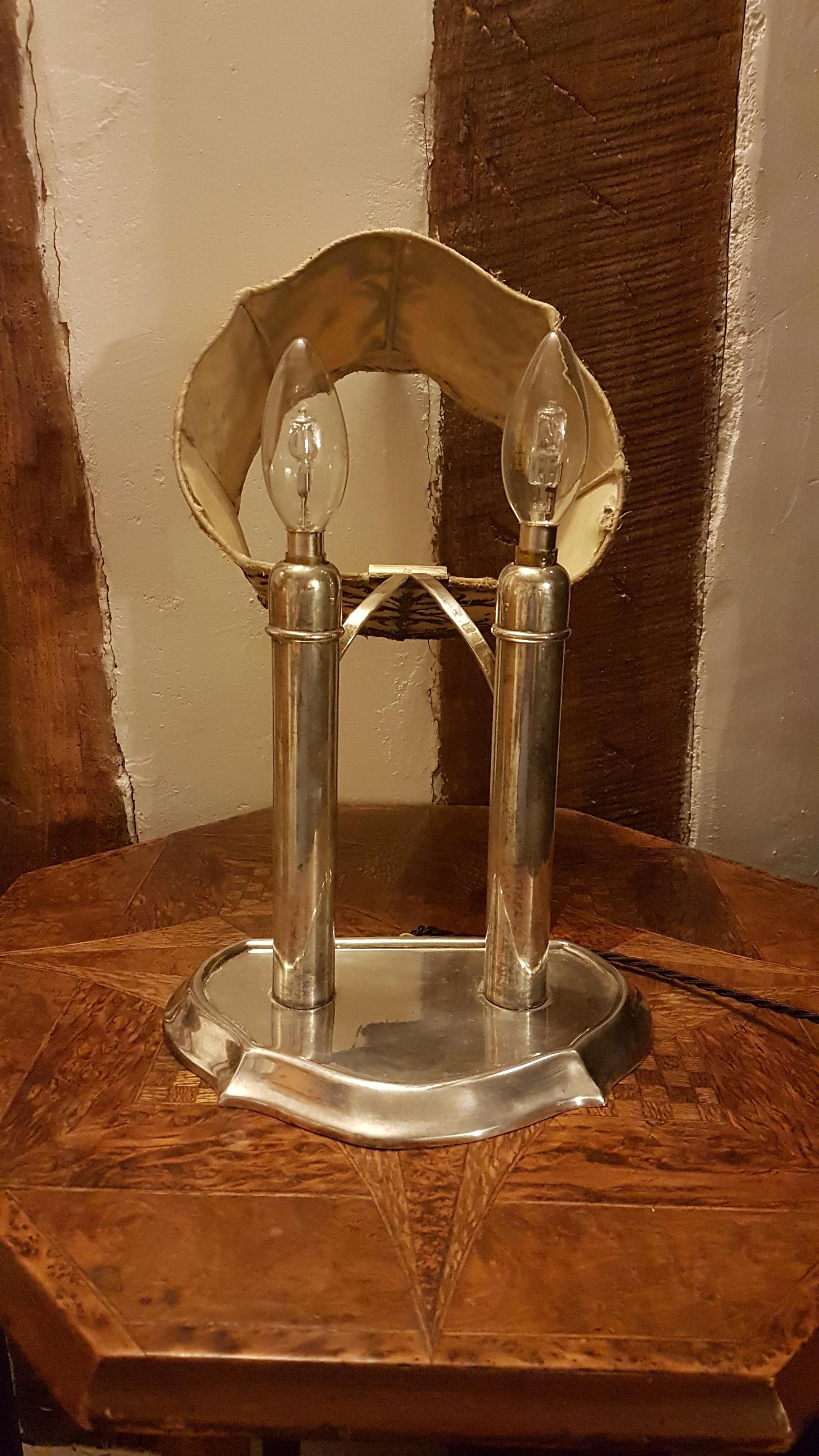Original Silver Plated Double Students Lamp, 1930s For Sale 11