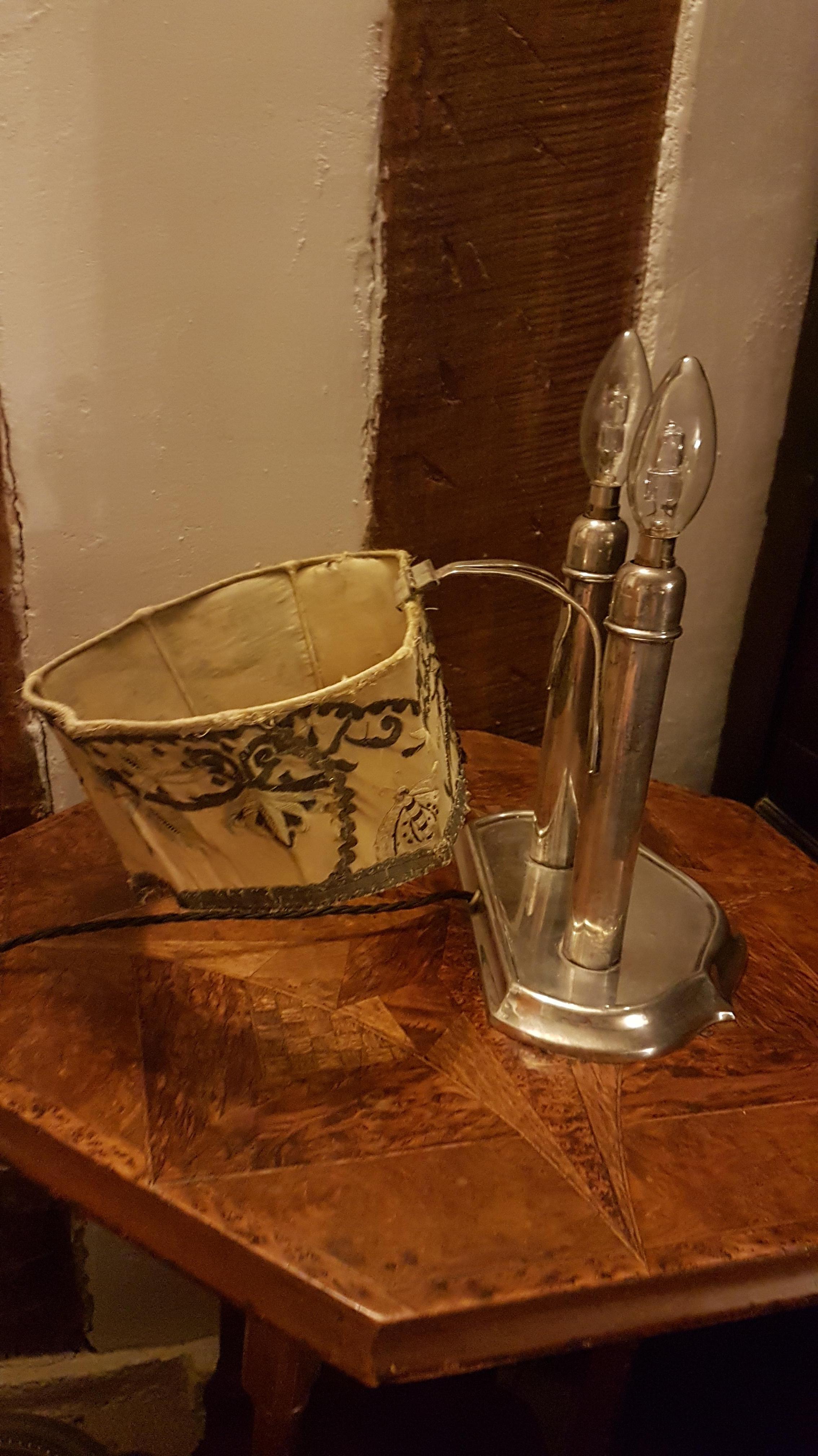Original Silver Plated Double Students Lamp, 1930s For Sale 1