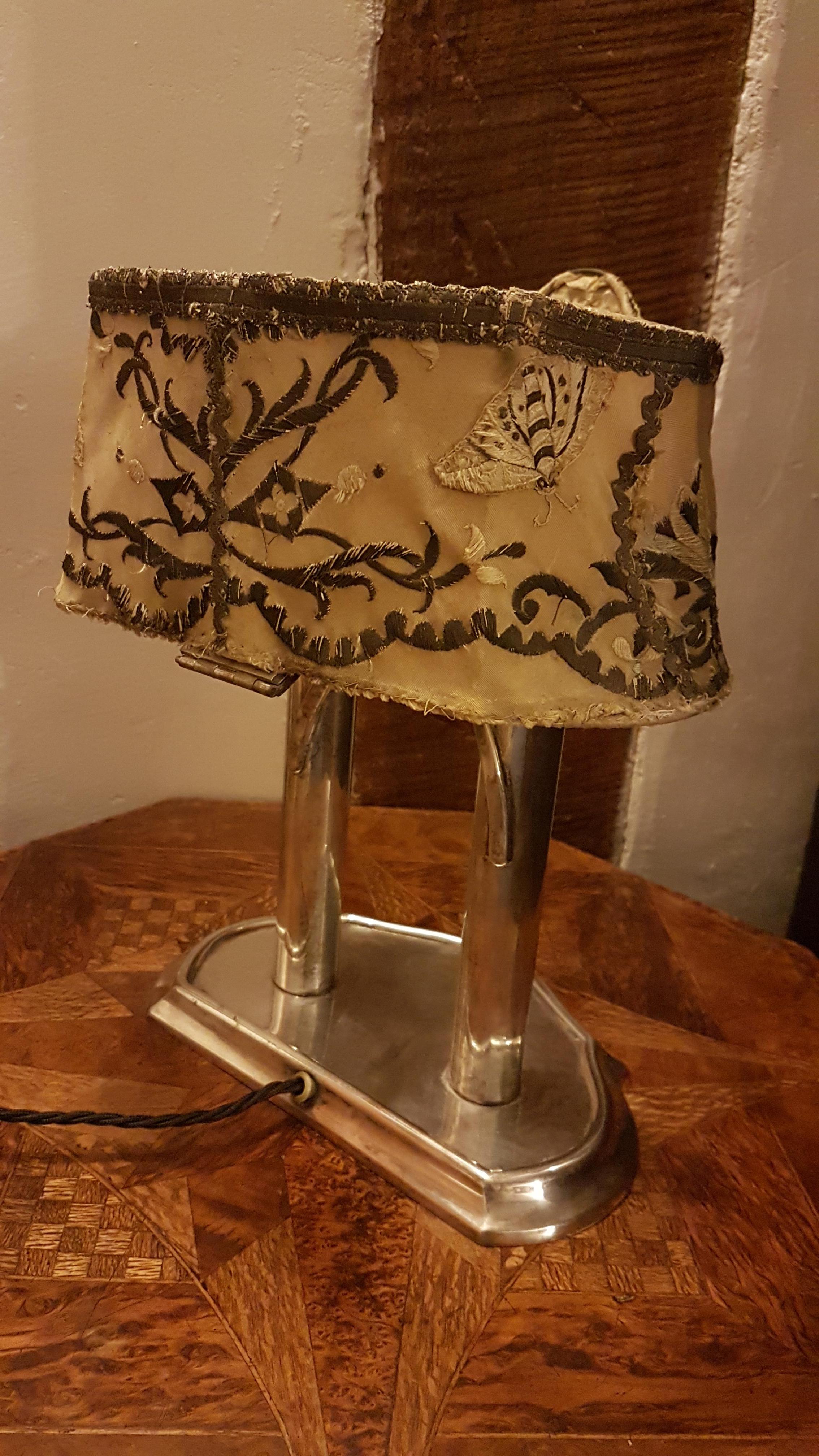 Original Silver Plated Double Students Lamp, 1930s For Sale 3