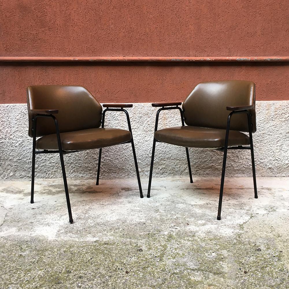Original Sky Armchair and Teak Armrests Walter Knoll, 1960s In Good Condition In MIlano, IT