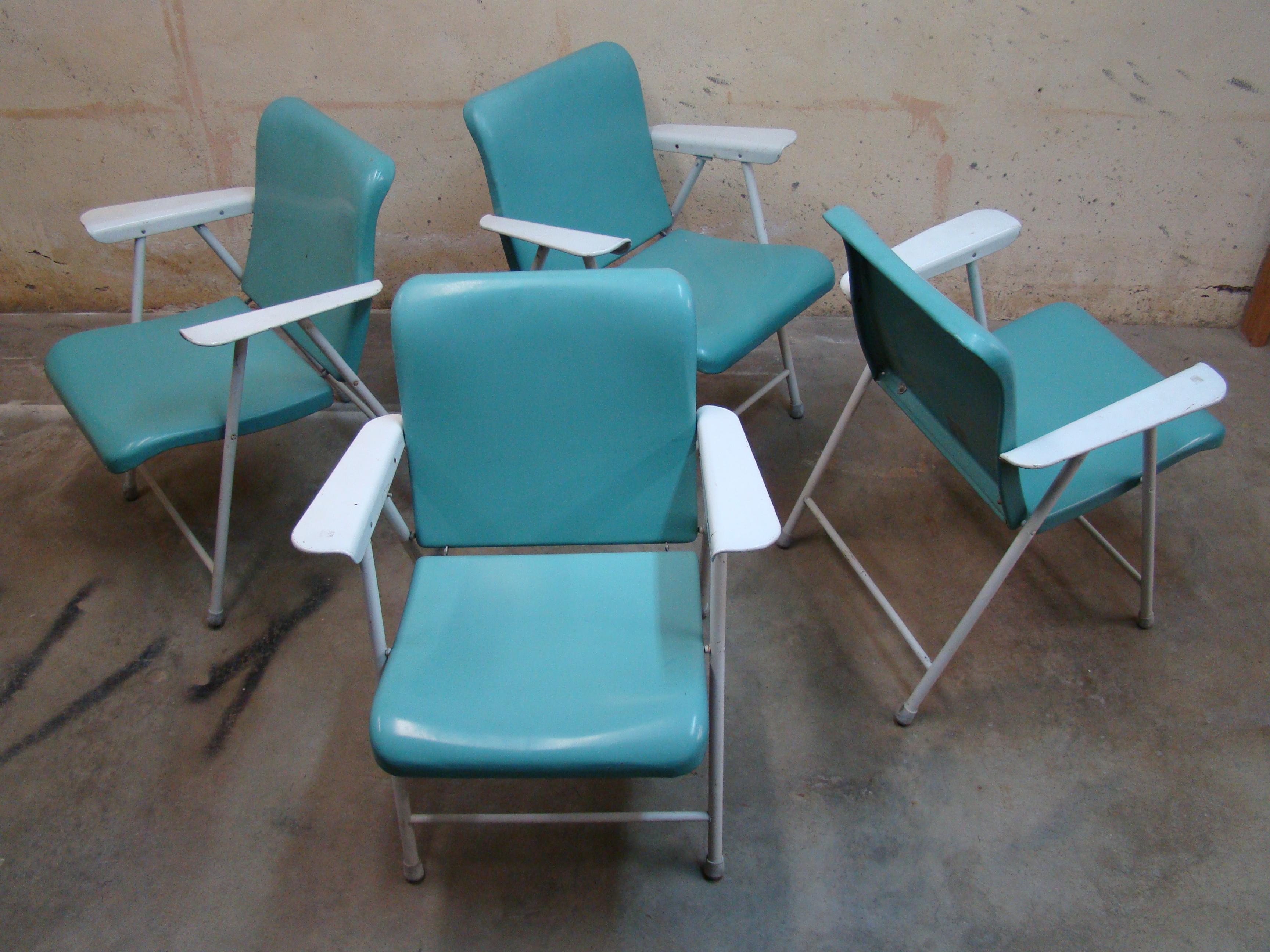 russel wright folding metal chairs