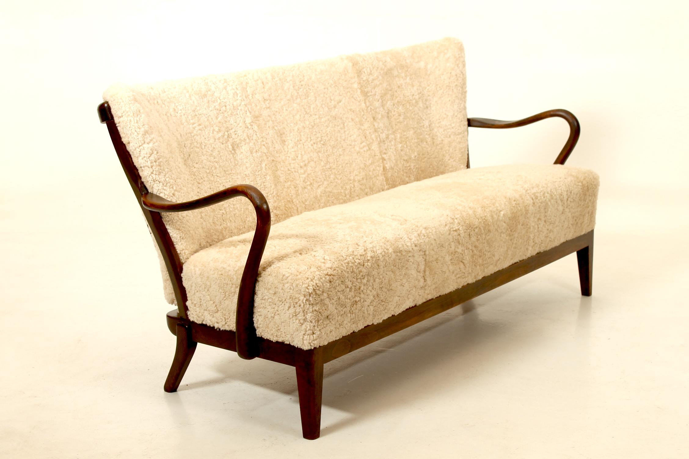 Scandinavian Modern Original sofa in beech by Alfred Christensen, Denmark. For Sale