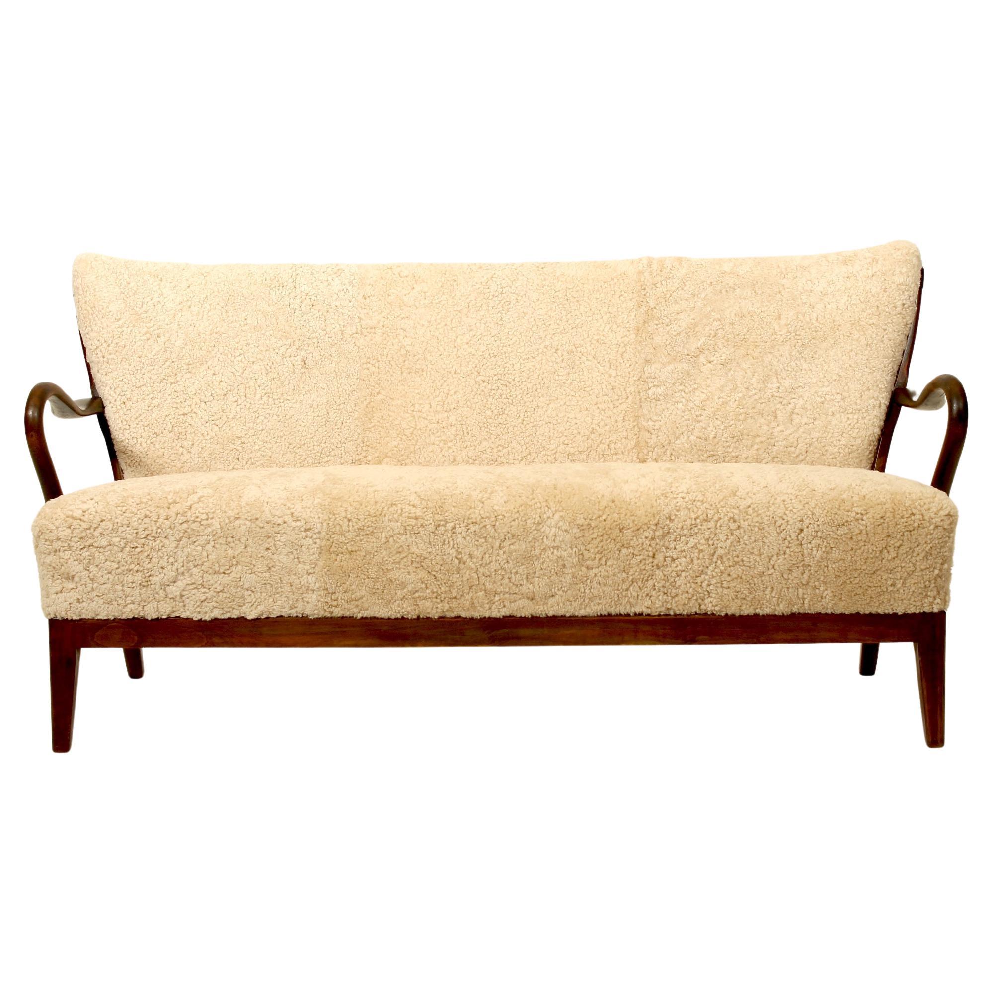 Original sofa in beech by Alfred Christensen, Denmark. For Sale