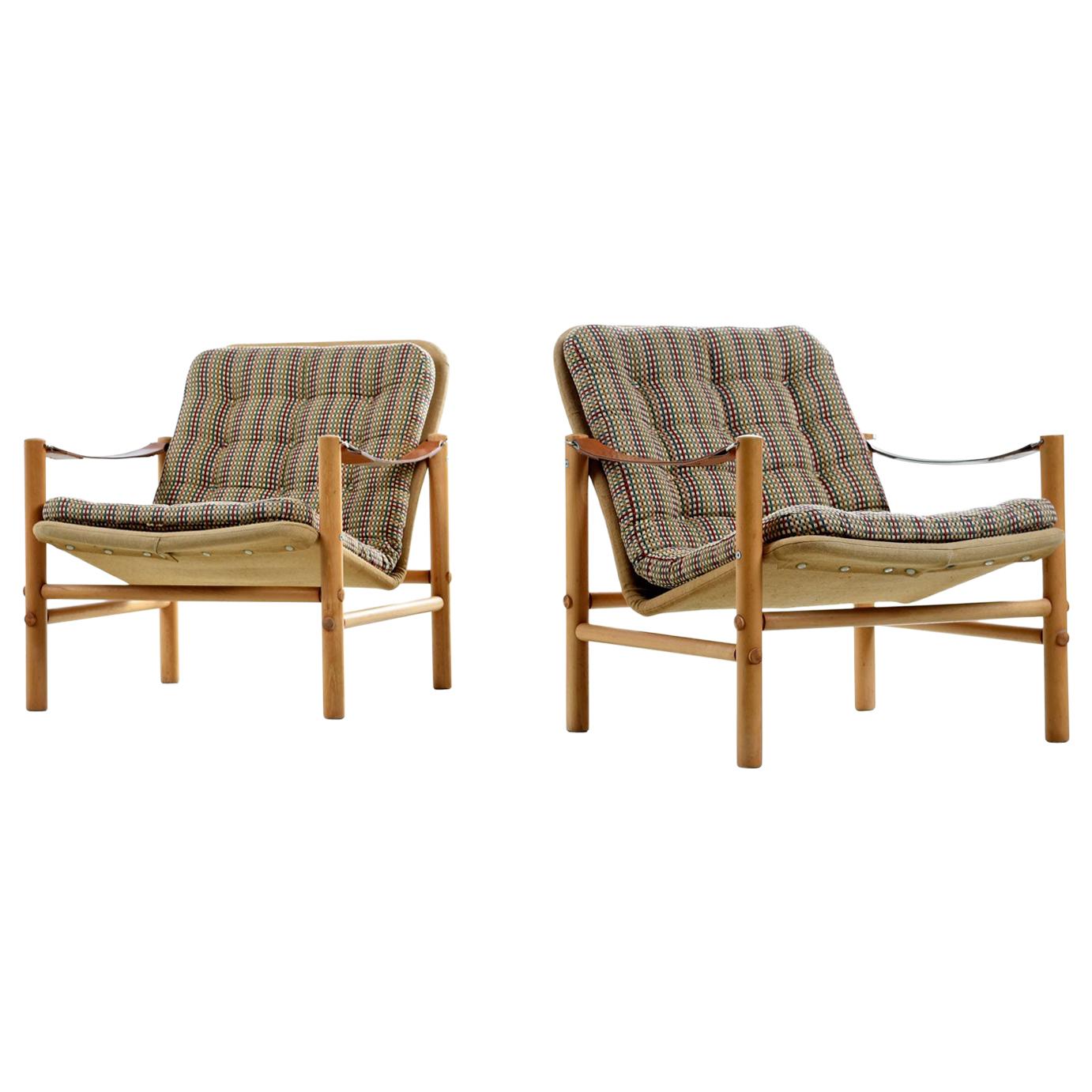 Original Solid Beechwood DUX Safari Junker Chairs by Bror Boije Made in Sweden